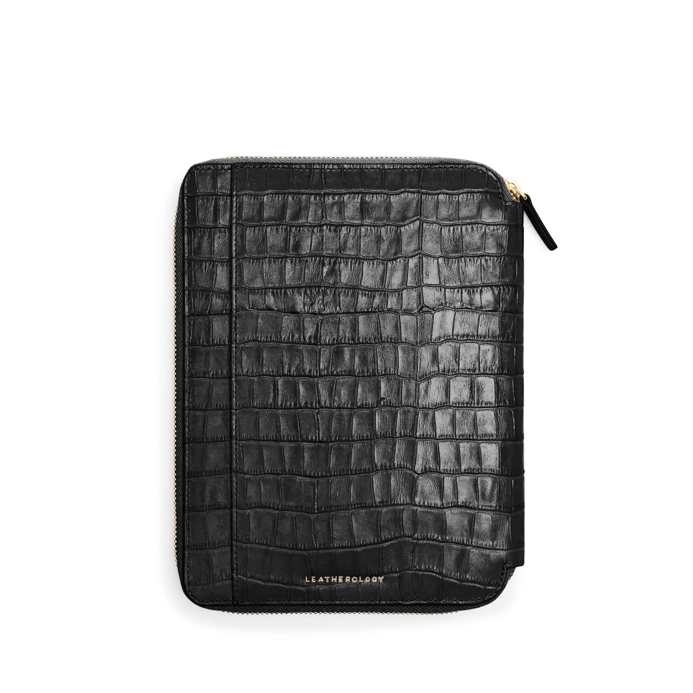 B5 Composition Notebook - Zippered Spiral Journal with Black Crocodile Pattern - Perfect for School, Office & Travel Note Taking