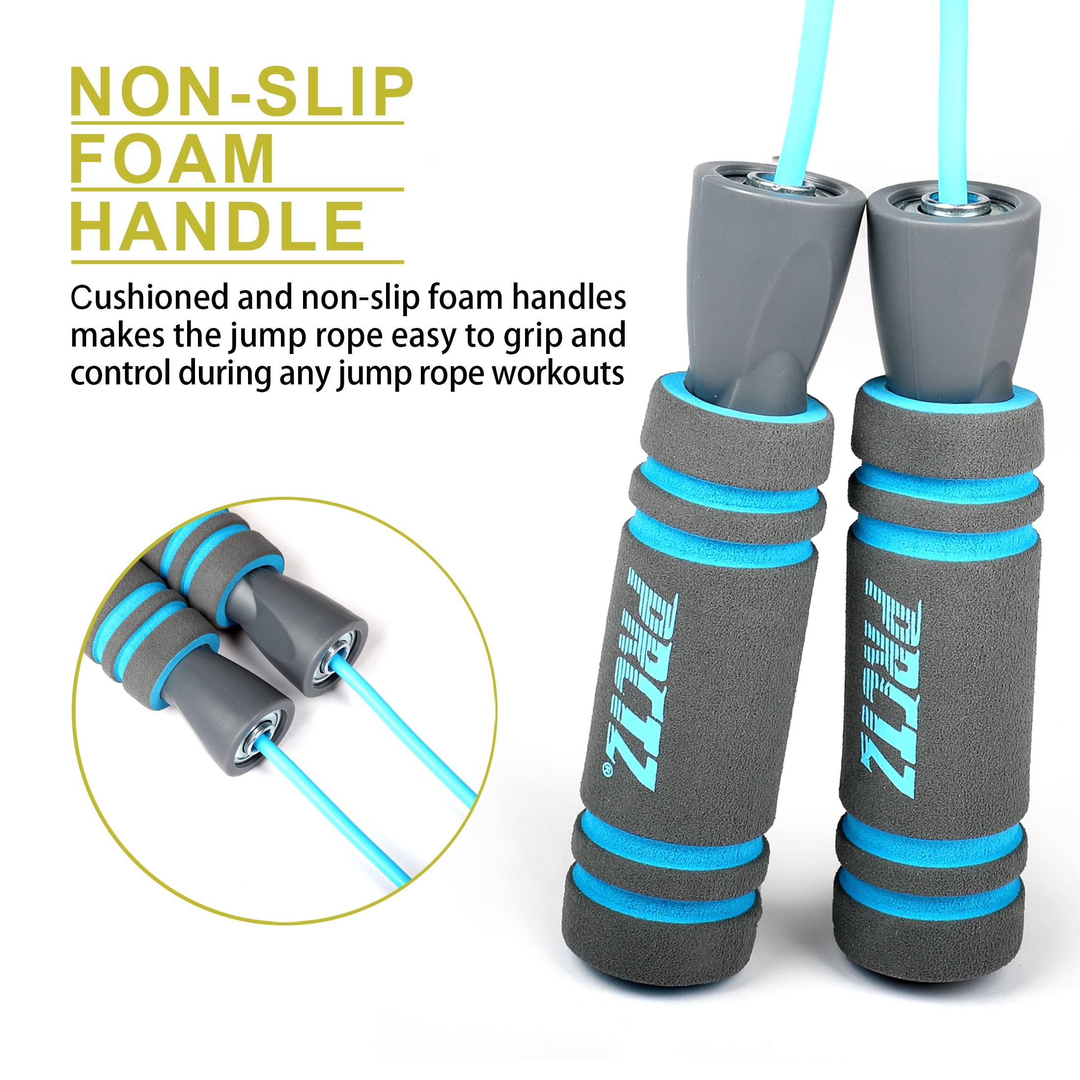 PRCTZ 9ft Adjustable PVC Jump Rope with Comfortable Foam Handles - Perfect for Home Workouts, Gym Training, and Fitness Enthusiasts