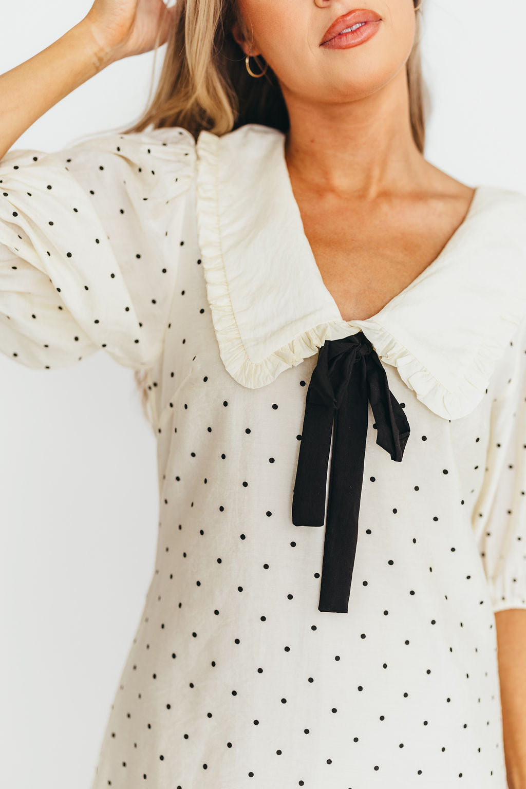 Alice Polka Dot Mini Dress in Cream/Black - Flirty Summer Dress for Women, Casual Party Outfit, Beach Vacation & Date Night Wear
