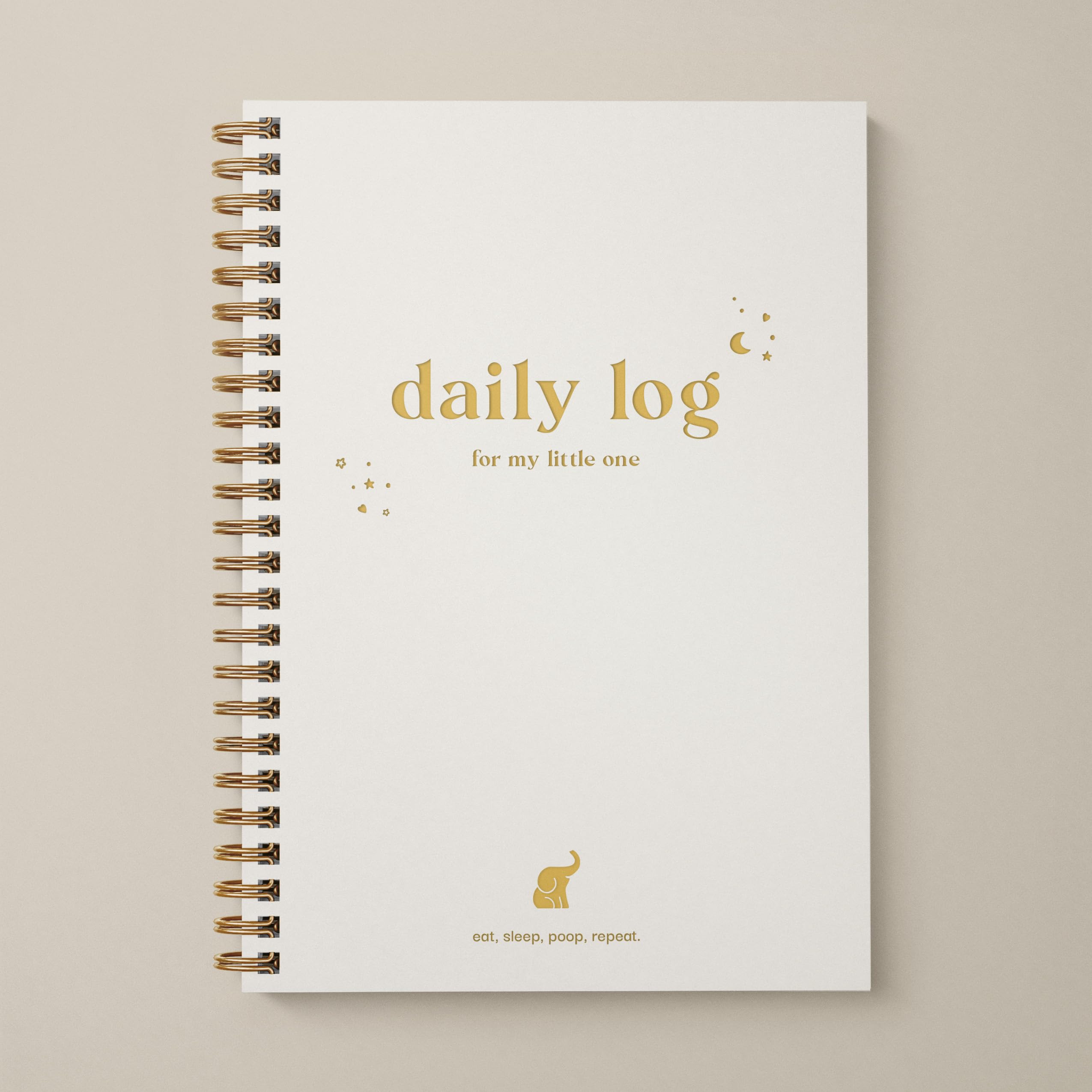 Baby Daily Log Book - Track Newborn Nursing, Sleep, Diaper Changes & Milestones | Perfect Gift for New Parents, Grandparents, Baby Shower | Hardcover Leather A5 Journal (Beige/Gold) | Ideal for Newborn Care, Parenting Organization & Child Development Tracking