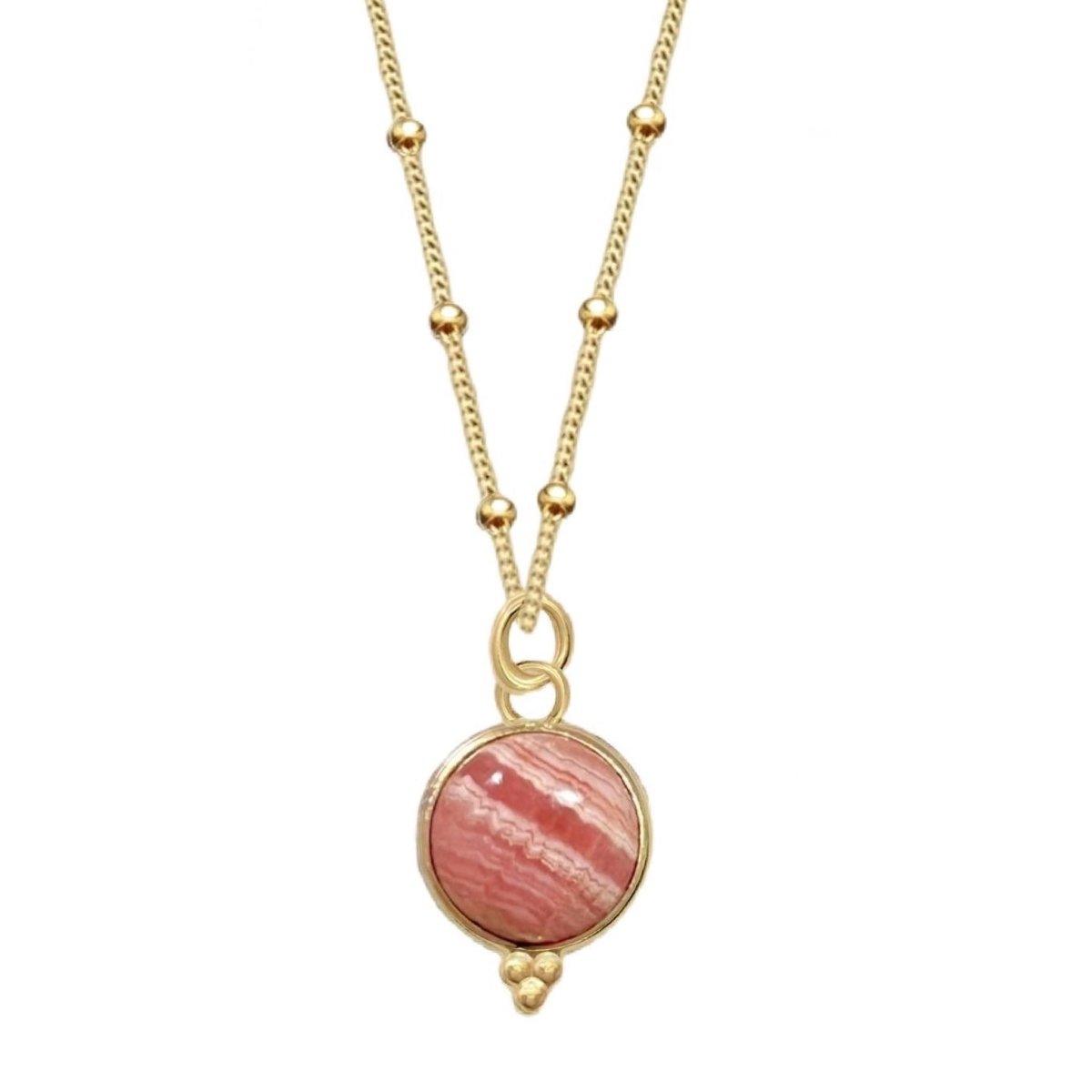 Laihas Free Spirit Gold Rhodochrosite Necklace - Elegant Rose Quartz Jewelry for Women, Perfect for Valentine's Day Gifts & Spiritual Healing