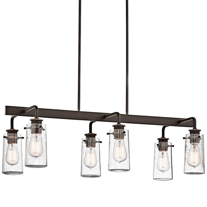 Braelyn Linear Chandelier - Modern 6-Light LED Crystal Pendant Lighting Fixture for Dining Room, Kitchen Island, Living Room & Bedroom - Elegant Gold Finish Contemporary Ceiling Light
