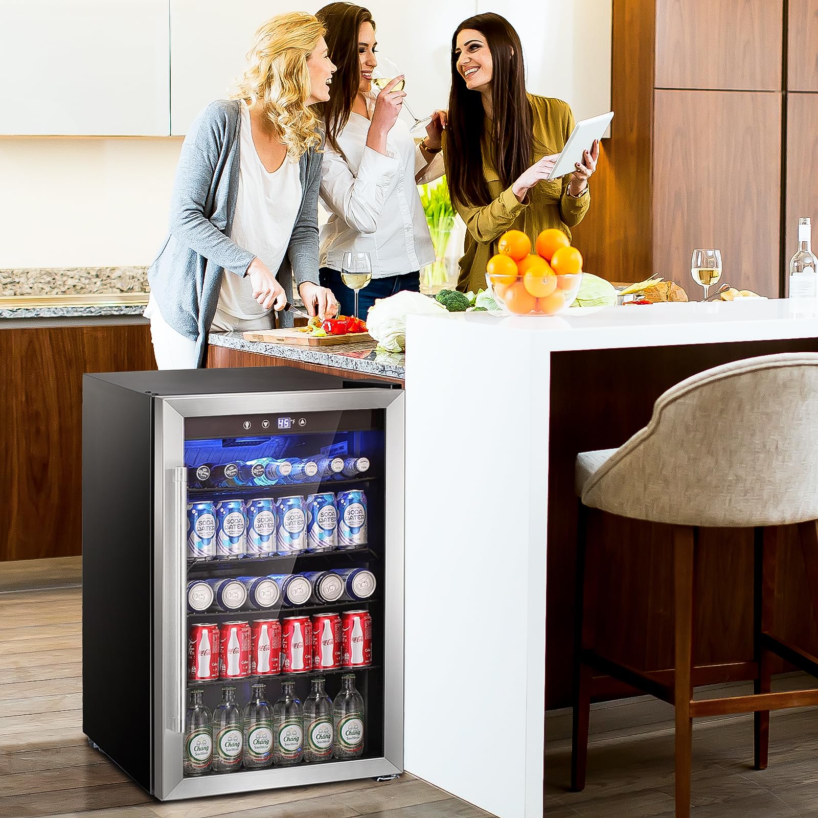 Antarctic Star 4.4 Cu.Ft Beverage Refrigerator - 145 Can Mini Fridge with Glass Door for Beer, Soda, Wine & Energy Drinks | Compact Drink Cooler for Home, Office, Bar, Man Cave or Game Room | Energy Efficient Small Refrigerator for Parties & Entertaining