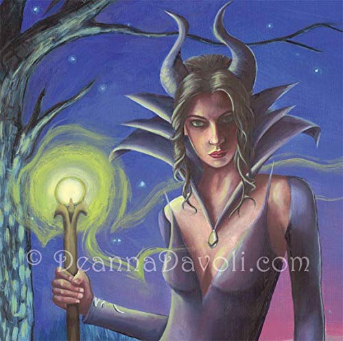 Maleficent Sleeping Beauty Fantasy Art Print - Gothic Fairy Tale Wall Decor 8x10 & 11x14 - Perfect for Halloween Decor, Bedroom Art & Dark Fantasy Collections