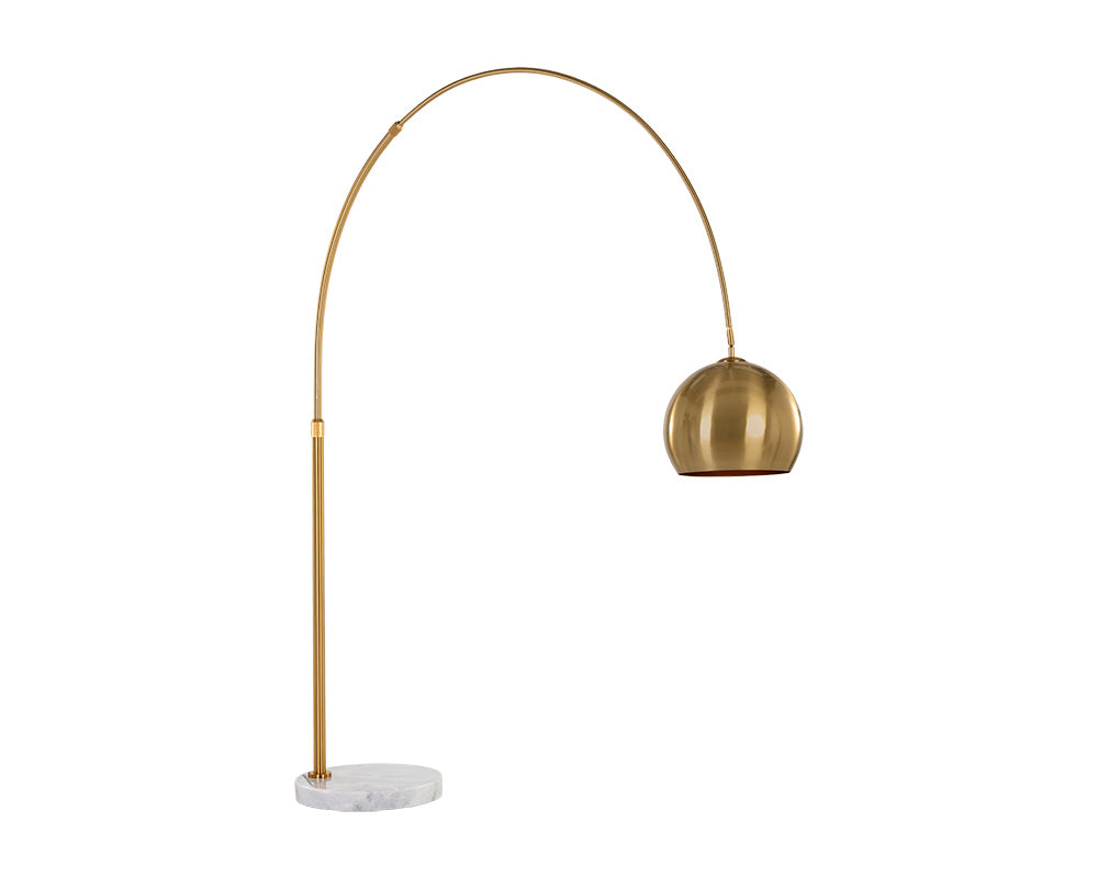 Vern Modern Brass Floor Lamp - Adjustable Height for Living Room, Bedroom, or Office Lighting - Elegant Home Decor & Reading Light