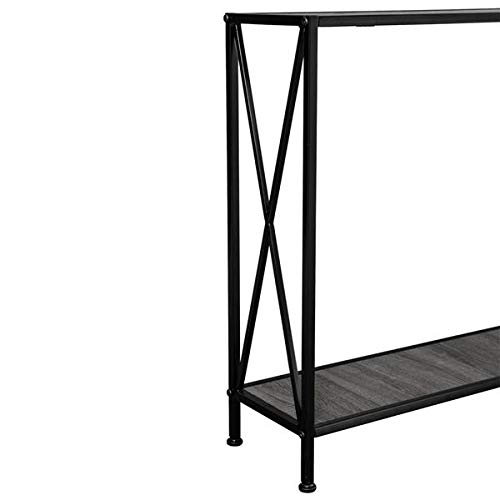 Modern 2-Tier X-Design Console Table with Storage Shelf - Sofa Side Table, Bookshelf & Entryway Accent Table for Living Room, Hallway - Artisasset Grey MDF | Perfect for Small Spaces, Home Decor & Organizing Entryways