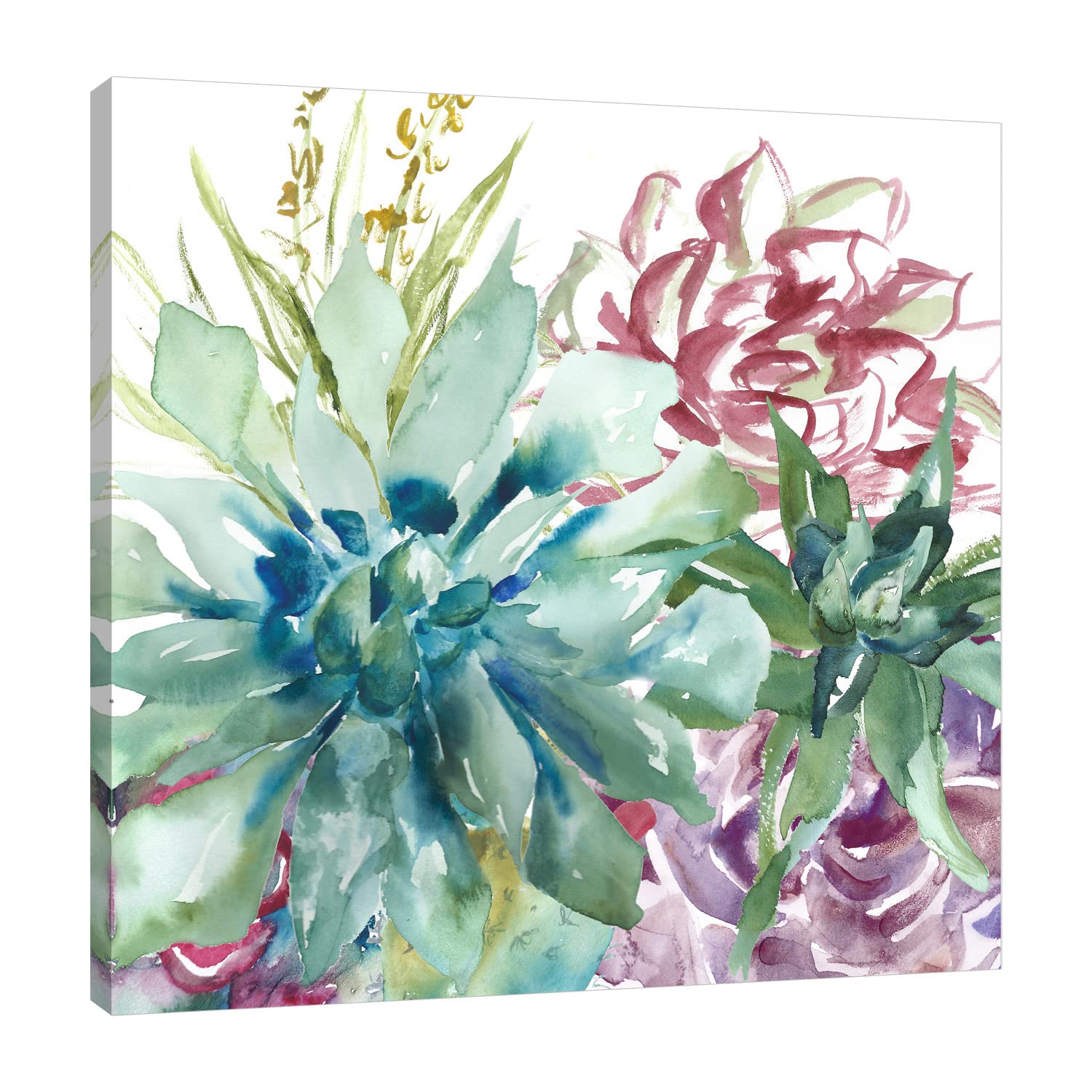 Watercolor Succulent Garden Canvas Wall Art - 24