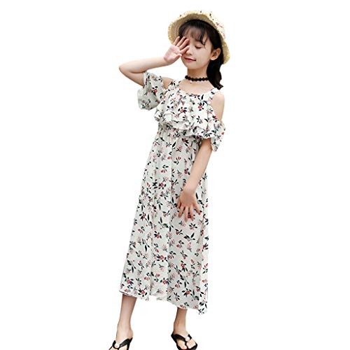 Organic Baby Clothes for Kids & Teens - Floral Ruffled Off-Shoulder Summer Dress for Girls | Perfect for Beach Vacations, Casual Outings & Photoshoots