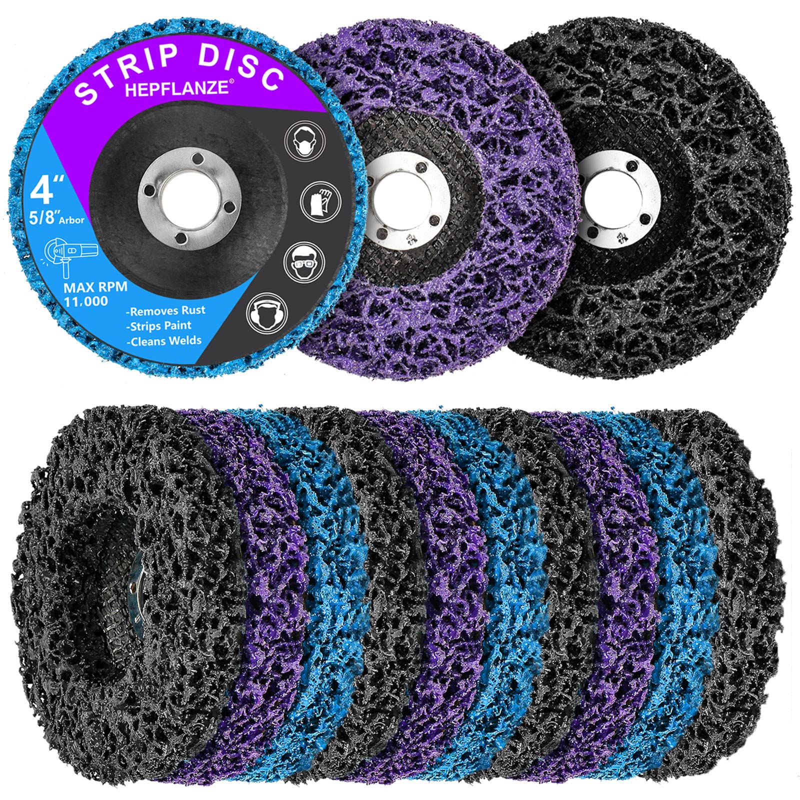 10 Pack 4 Inch Strip Discs for Angle Grinder - Heavy Duty Stripping Wheel for Removing Paint, Rust, Coatings & Welds on Metal & Wood (4