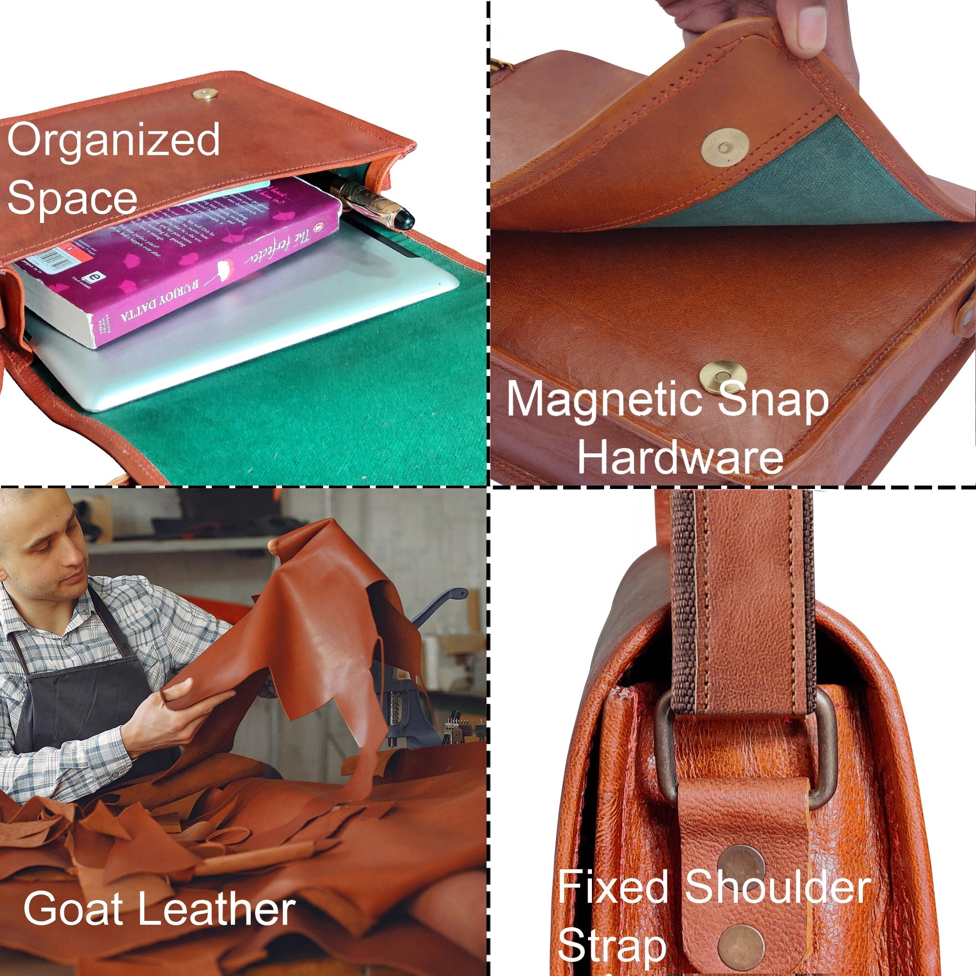 Premium Genuine Leather iPad Tablet Messenger Bag for 11 Inch - Perfect for Business, Travel & Daily Commute
