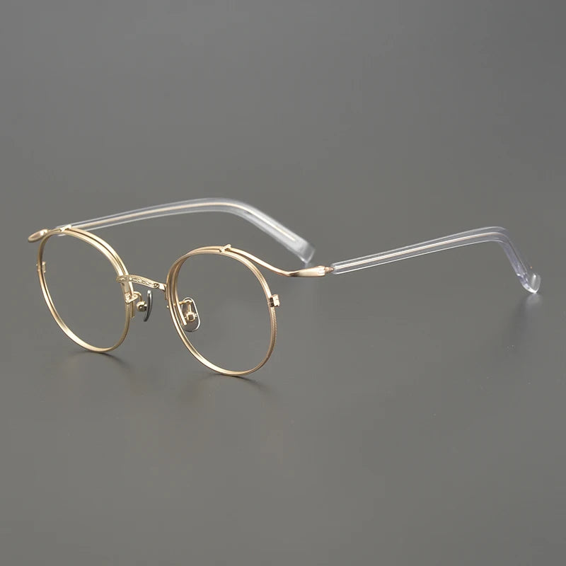 Aimee Unisex Full Rim Round Titanium Eyeglasses Frame 14044 - Lightweight & Durable Eyewear for Men & Women | Perfect for Reading, Working & Daily Wear