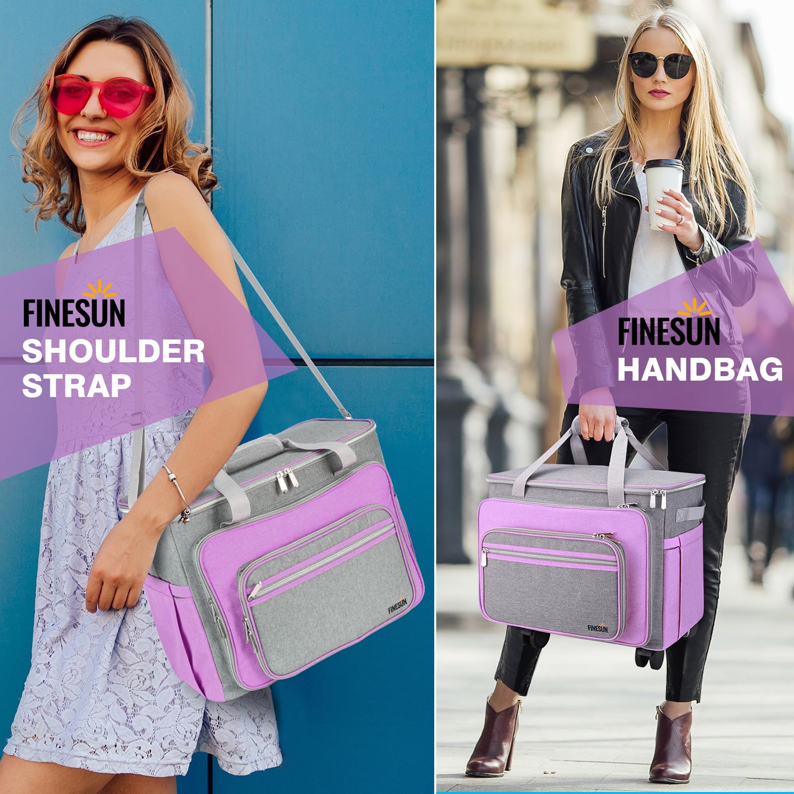Rolling Tote Bag for Women - Wheeled Teacher Bag & Office Briefcase with Retractable Handle | Perfect for Work, School, Travel & Craft Storage | Durable Carry-On Wheeled Tote for Professionals