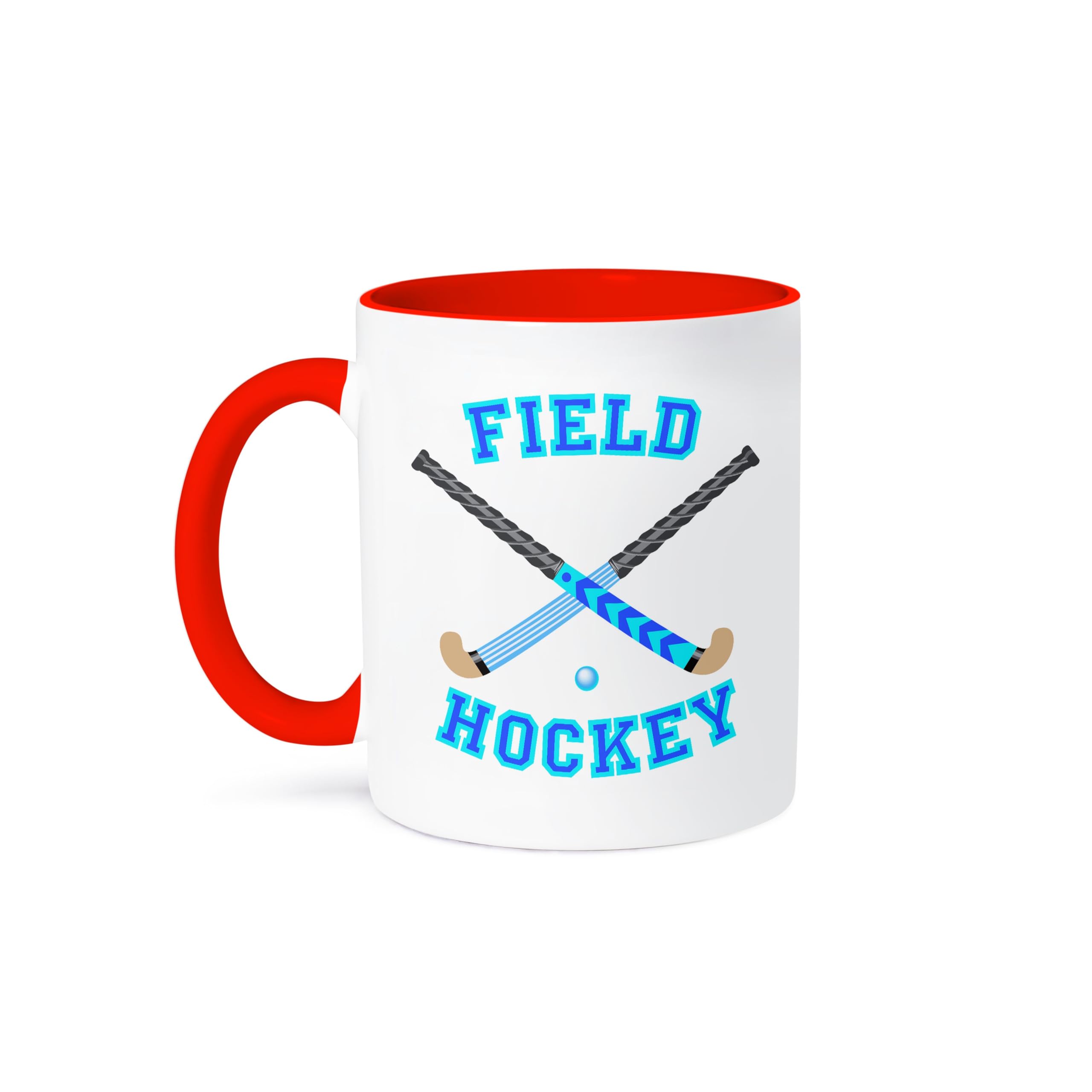 3D Rose 11oz Blue and Aqua Field Hockey Sports Design Coffee Mug - Funny Gift for Athletes, Coaches, and Hockey Fans - Perfect for Home, Office, or Game Day Use
