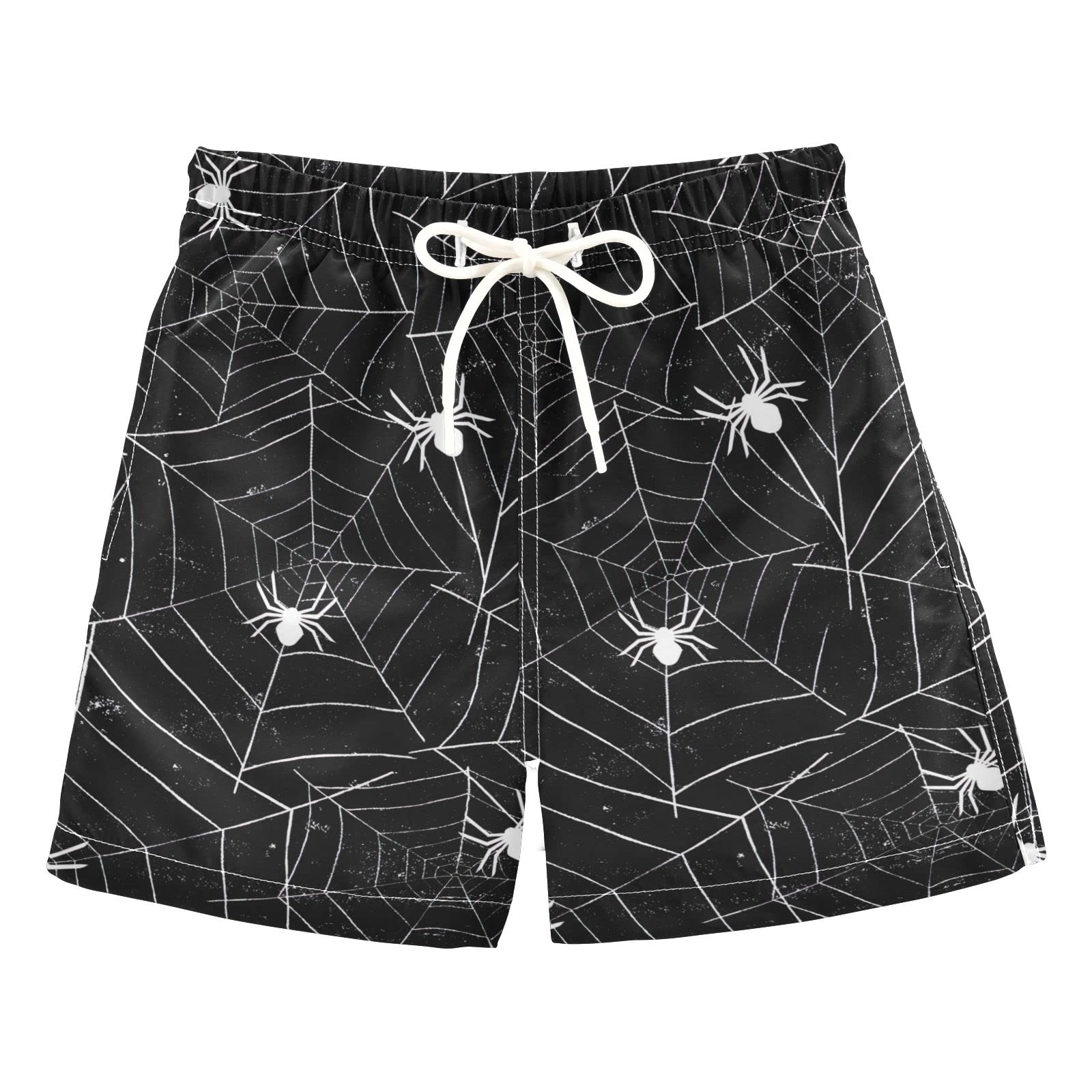 Linqin Spider Web Boys Swim Trunks - Quick Dry Toddler Beach Board Shorts for Kids 2-16 Years | Perfect for Swimming, Surfing & Summer Water Activities