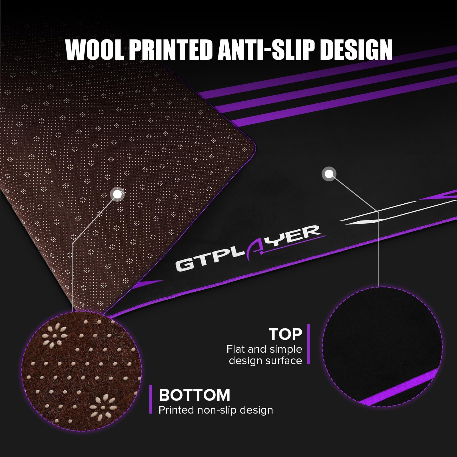 GTPLAYER Gaming Floor Mat for Sim Racing Cockpits - Non-Slip, Easy Clean Racing Mat (56.3x28 Inches, Purple) | Perfect for Gaming Chairs, Racing Setups & Home Office Use