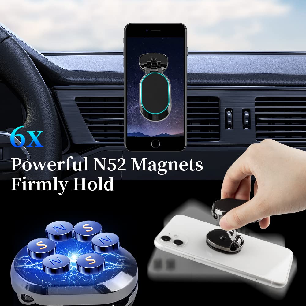 CARFIB 2 Pack Magnetic Phone Holder for Car - Universal Strong Magnet Dashboard & Windshield Mount with 360° Rotation - Compatible with iPhone 13/12/Pro/XR/XS/Plus & Samsung Galaxy Note/S21 (Black) - Perfect for Safe Driving & Hands-Free Navigation