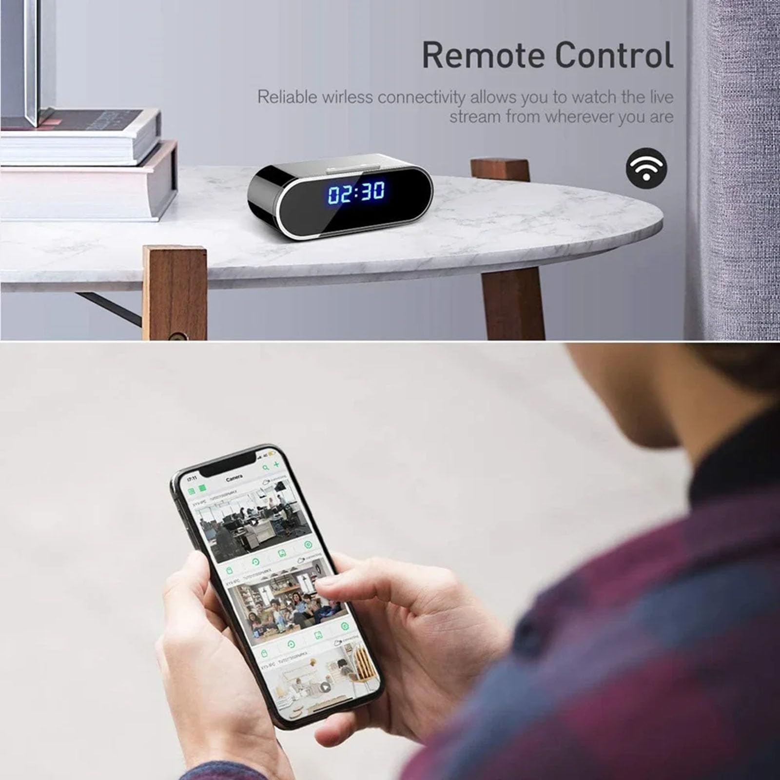 FKINGLRK 1080P Mini WiFi Wireless Security Camera with Night Vision & Motion Detection - Hidden Clock Camera for Home Monitoring, Baby/Pet/Nanny Cam, Remote Viewing via AP/IP, 140° Wide Angle - Ideal for Home, Office & Indoor Surveillance