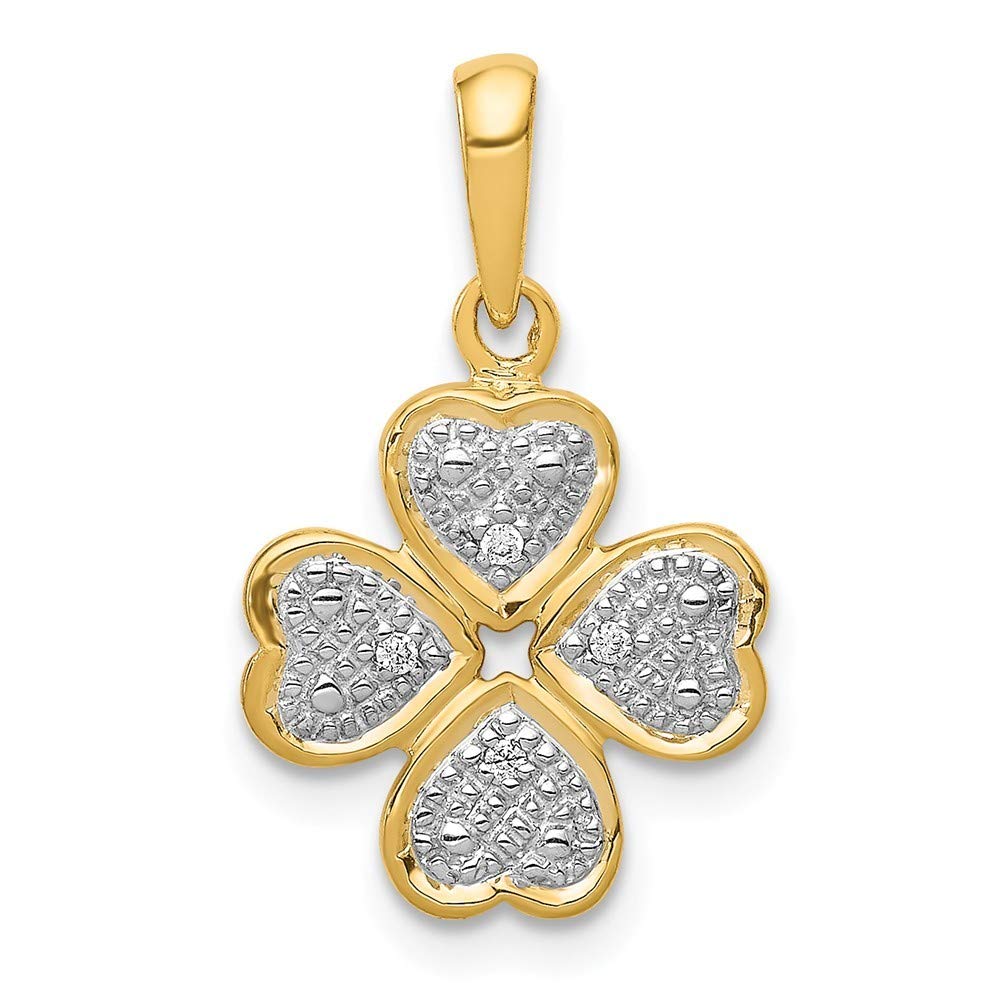 14K Gold Diamond Heart Clover Pendant Necklace for Women - Elegant Dainty Jewelry Gift for Her - Perfect for Valentine's Day, Anniversary, Birthday & Special Occasions