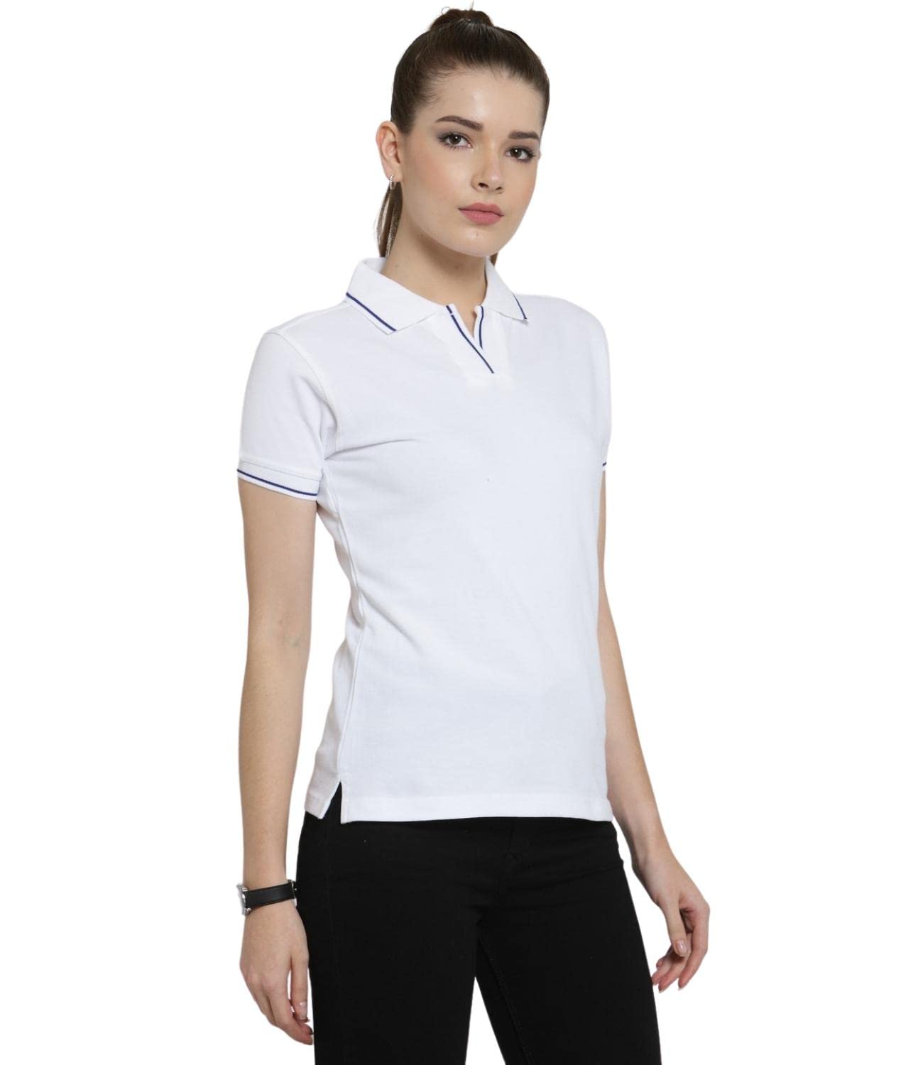 Scott International Women's 100% Organic Cotton Polo Shirt - Classic Collar, Regular Fit, Half Sleeve T-Shirt for Women | Breathable & Comfortable Casual Wear | Perfect for Office, Golf, and Everyday Outfits (White, XS)