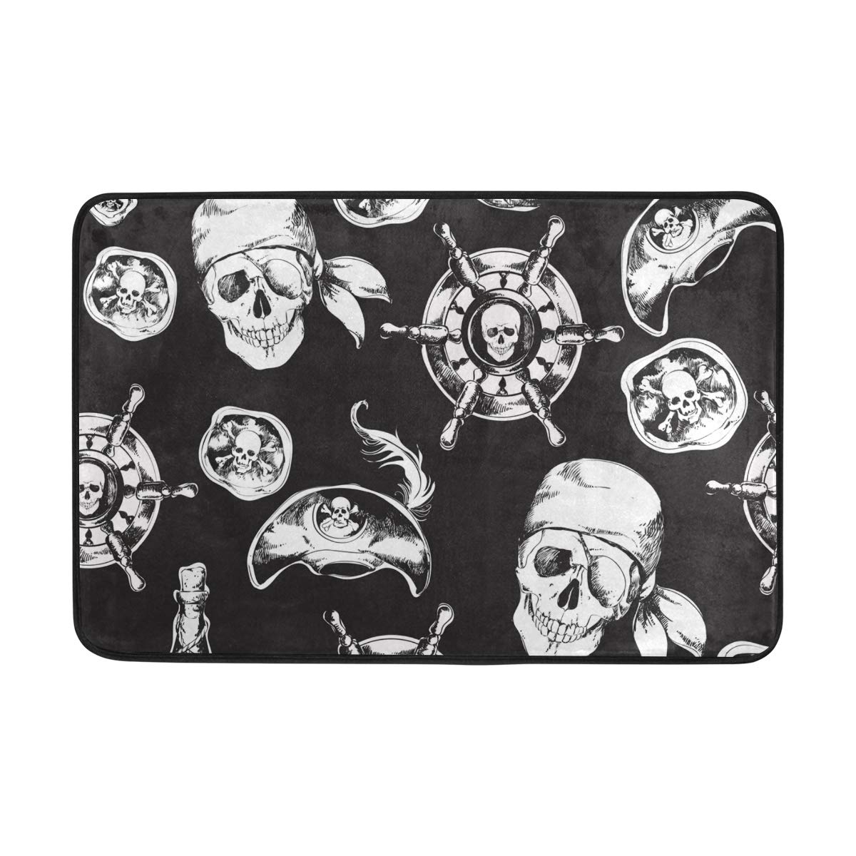 Pirate Skull Non-Slip Indoor Doormat - Waterproof Front Door Mat for Kitchen, Bathroom & Entryway - Modern Home Decor Rug for Indoor Use - Perfect for Welcoming Guests & Adding Style to Your Home