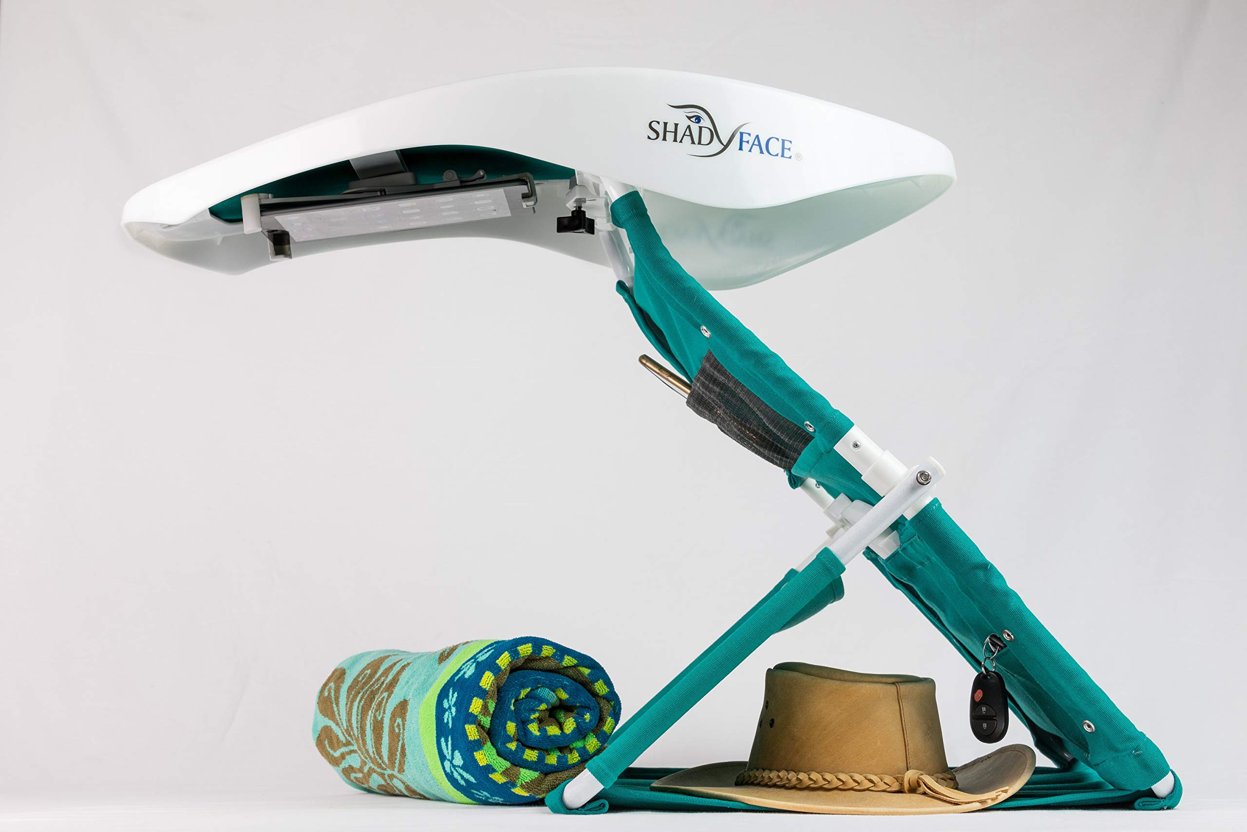 Portable Sunshade and Tablet Holder - Persian Green - Perfect for Beach, Poolside, and Outdoor Relaxation