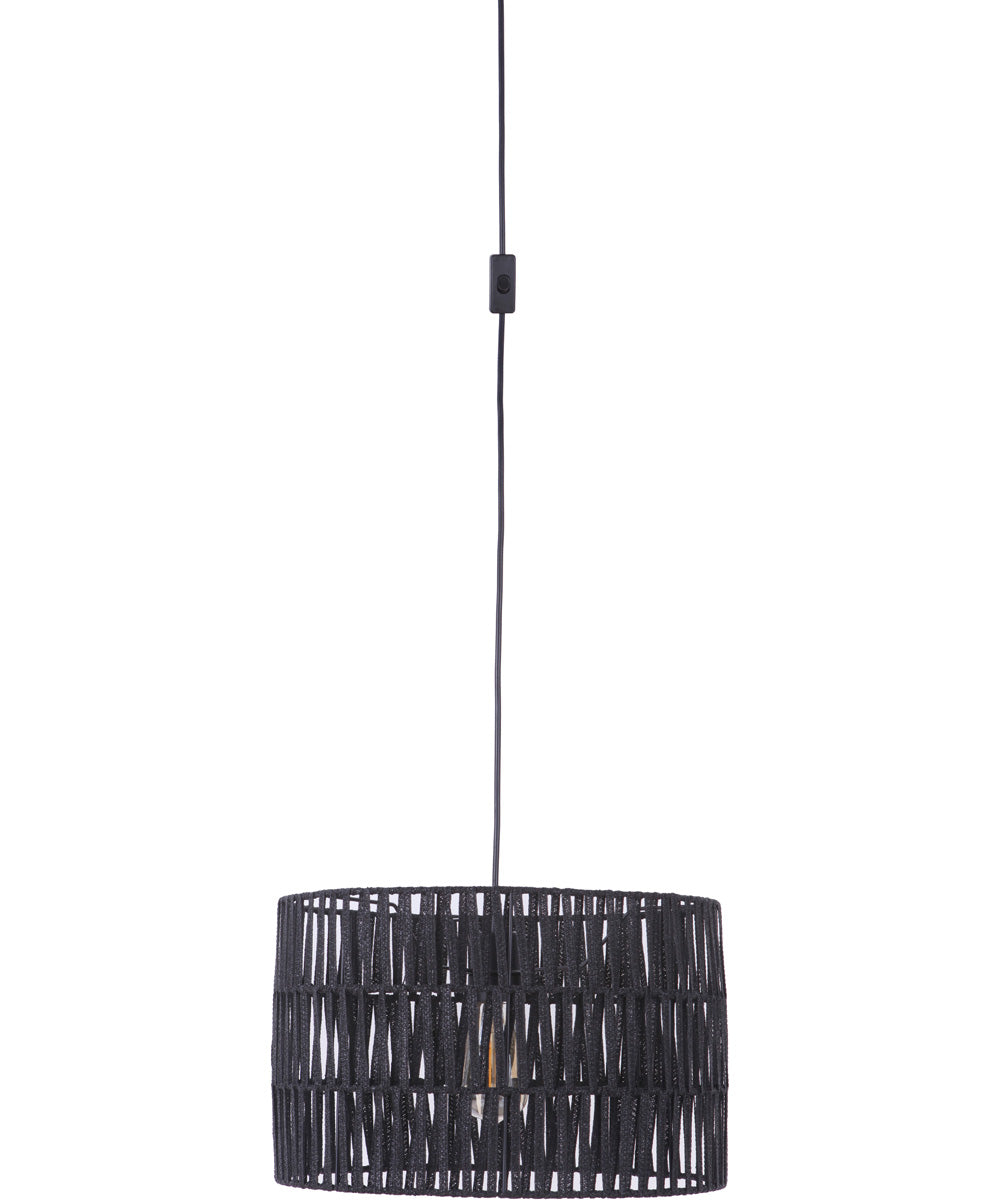 1 Light Plug In Pendant Light Fixture - Flat Black Finish - Perfect for Kitchen Island, Dining Room or Bedroom Lighting