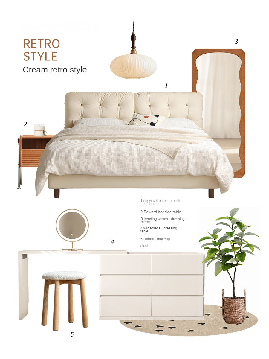 Organic Leather Art Bed - Cream Cloud Soft Mattress for Ultimate Comfort | Perfect for Master Bedrooms, Guest Rooms & Luxury Apartments
