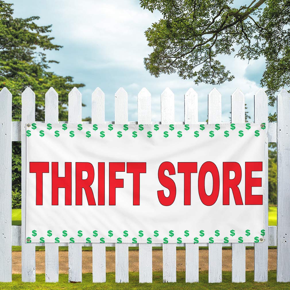 Vinyl Banner - Multiple Sizes (60x144 Inches) - Weatherproof Outdoor Business Sign with 10 Grommets - Perfect for Thrift Stores, Industrial Yards & Outdoor Advertising