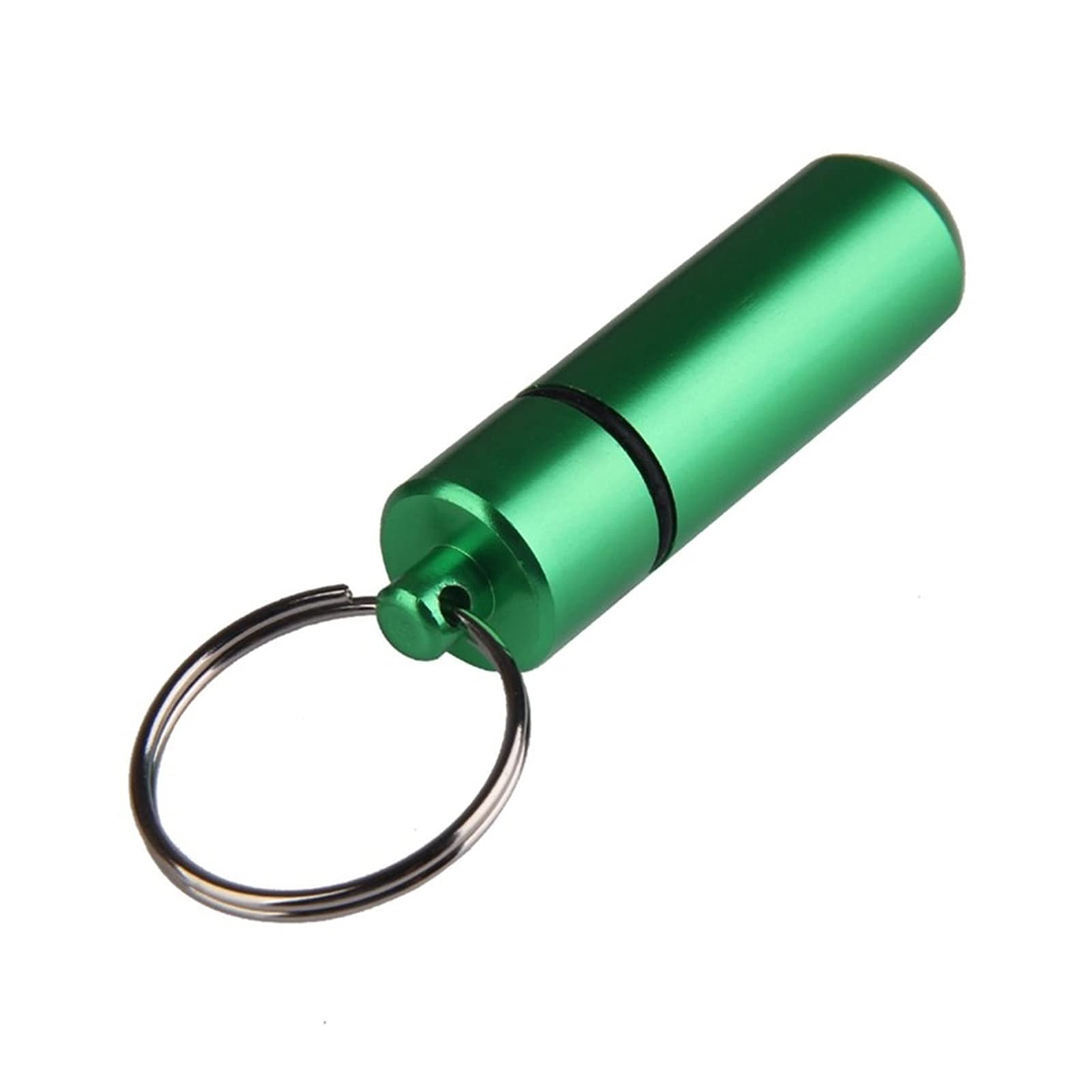 Waterproof Aluminum Keychain Pill Box - Portable Medicine Holder for Travel, Hiking & Daily Use (Green, 4.9x1.7x1.7cm) - Compact Drug Storage Container for Vitamins, Pills & Medication