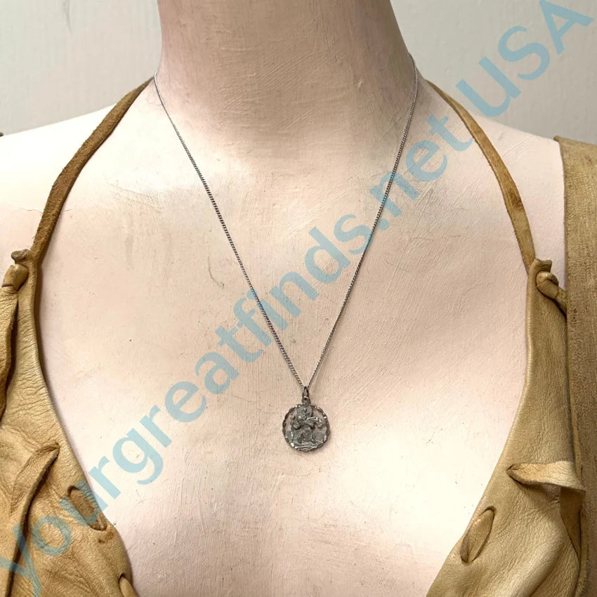 Vintage St. Christopher Necklace Sterling Silver - Religious Jewelry for Men & Women - Perfect for Travel Protection, Baptism Gifts & Everyday Wear