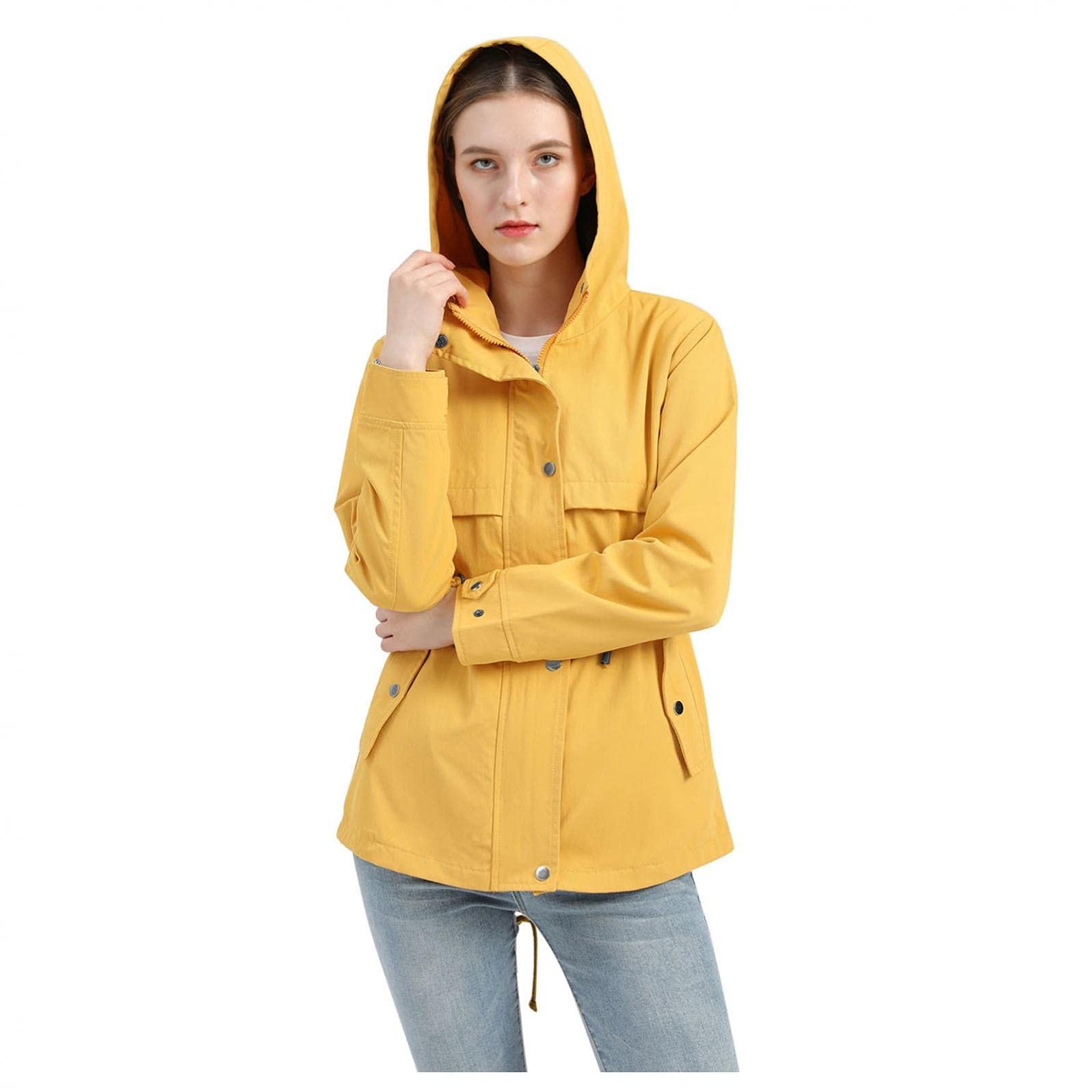 Windproof Women's Long Sleeve Jacket - Lightweight Hooded Windbreaker with Zipper for Outdoor Running, Hiking & Casual Wear