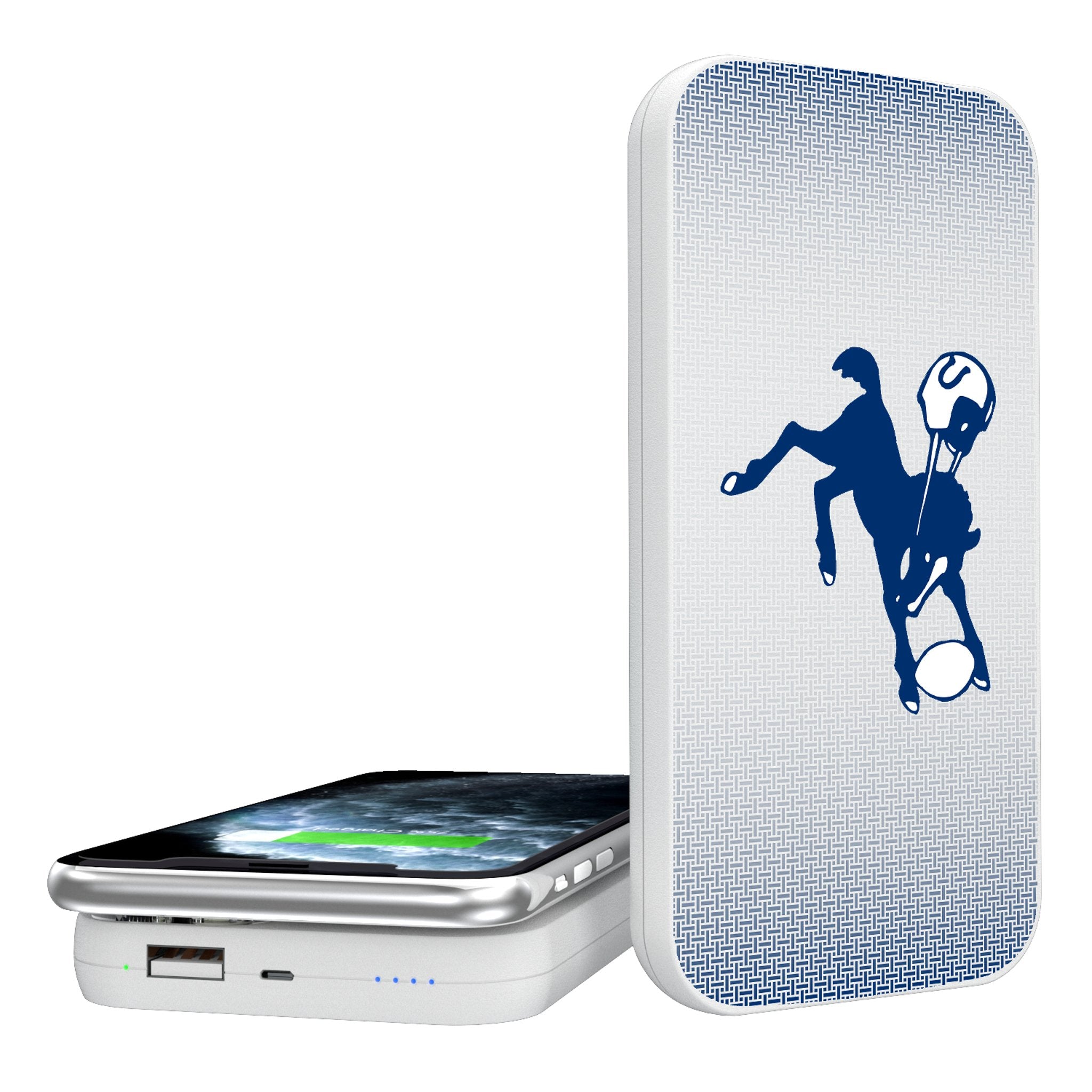 Baltimore Colts 1946 Historic Collection Linen 5000mAh Portable Wireless Charger - Fast Charging Power Bank for iPhone, Samsung & AirPods - Perfect for Travel, Office & Home Use