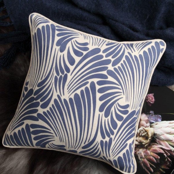 Florence Broadhurst Navy Blue Square Throw Pillow - Decorative Cushion for Sofa, Bed & Home Decor - Luxury Living Room & Bedroom Accent