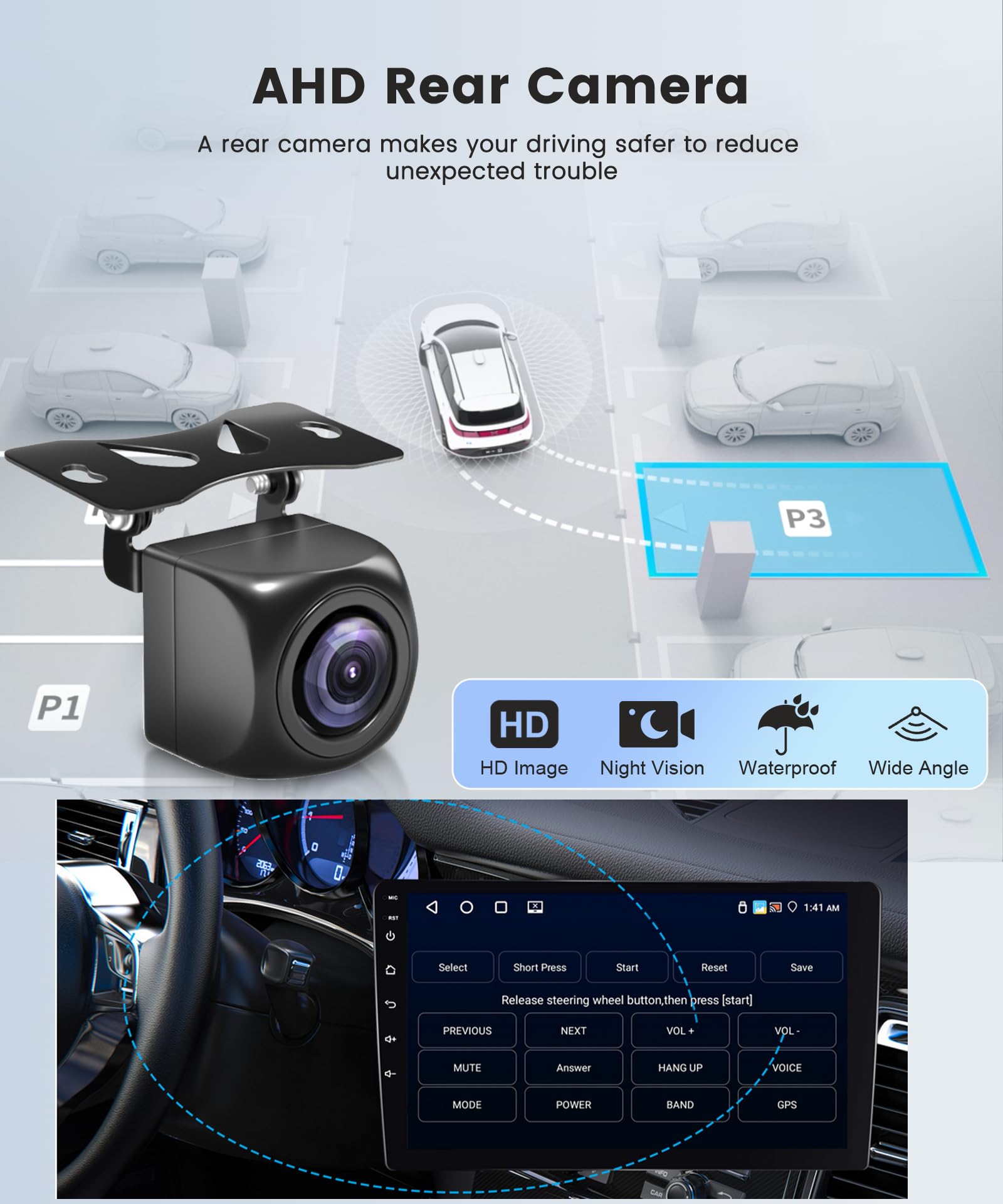 2G+64G Android Double Din Car Stereo with Wireless Carplay & Android Auto - 9