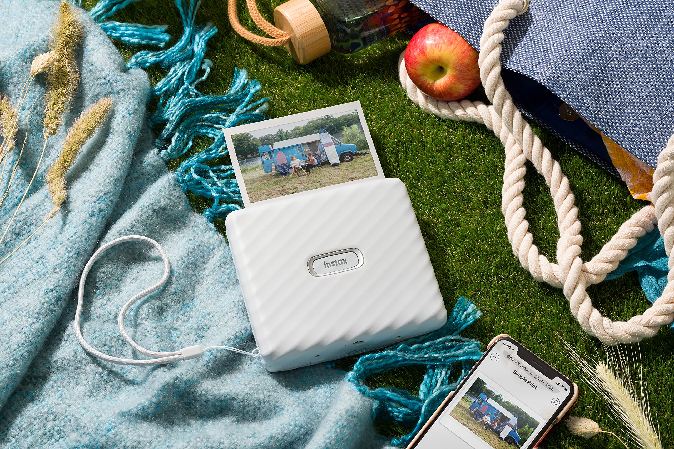 Fujifilm Instax Link Wide Instant Photo Printer with 20 Sheets of Film - Ash White | Print Polaroid-Style Photos for Parties, Travel & Scrapbooking