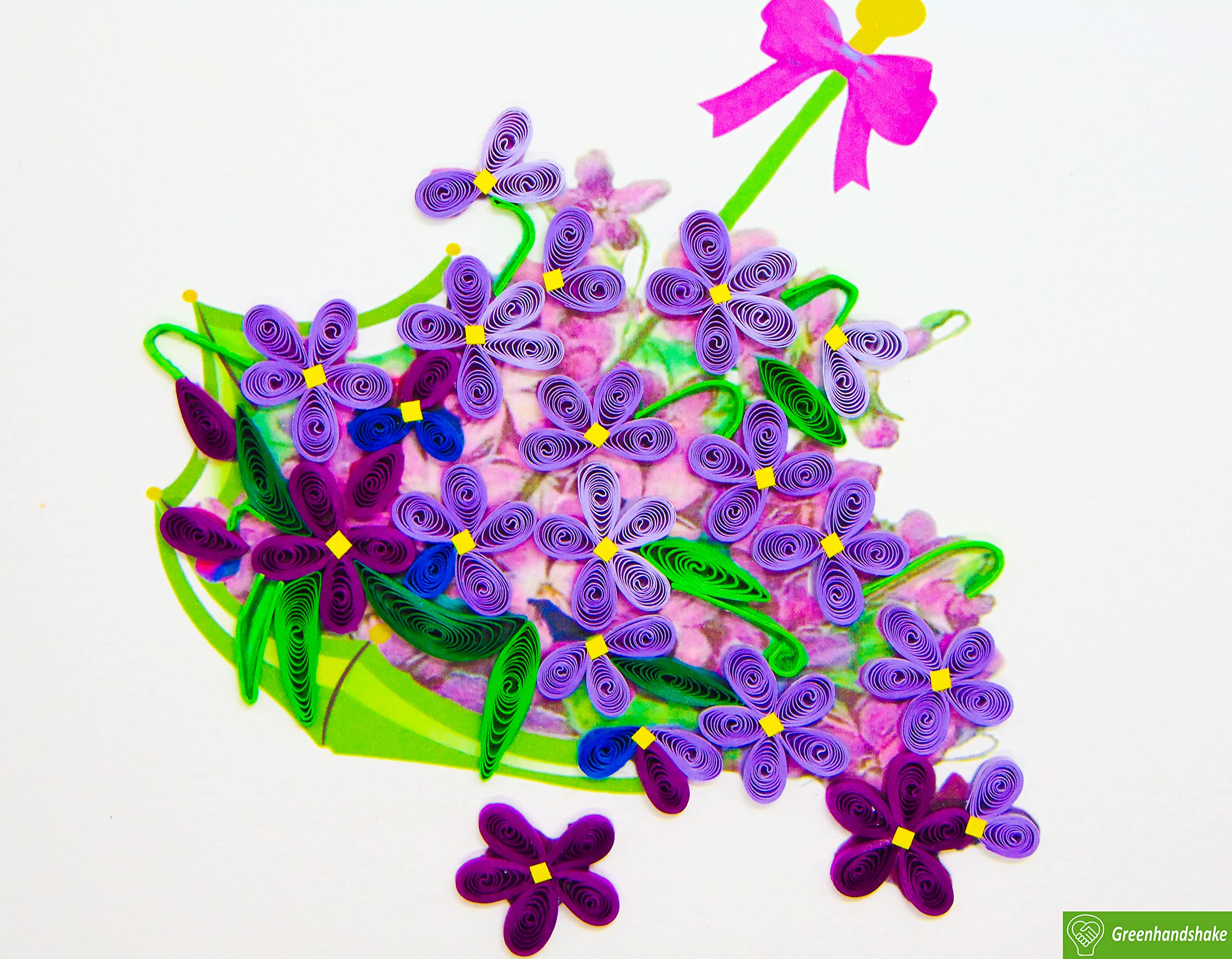 3D Quilled Violet Basket Greeting Card - Handmade Unique Design for Birthday, Valentine's Day, Mother's Day, Father's Day, Graduation, Wedding & Anniversary - Perfect for Spring Celebrations and Special Occasions