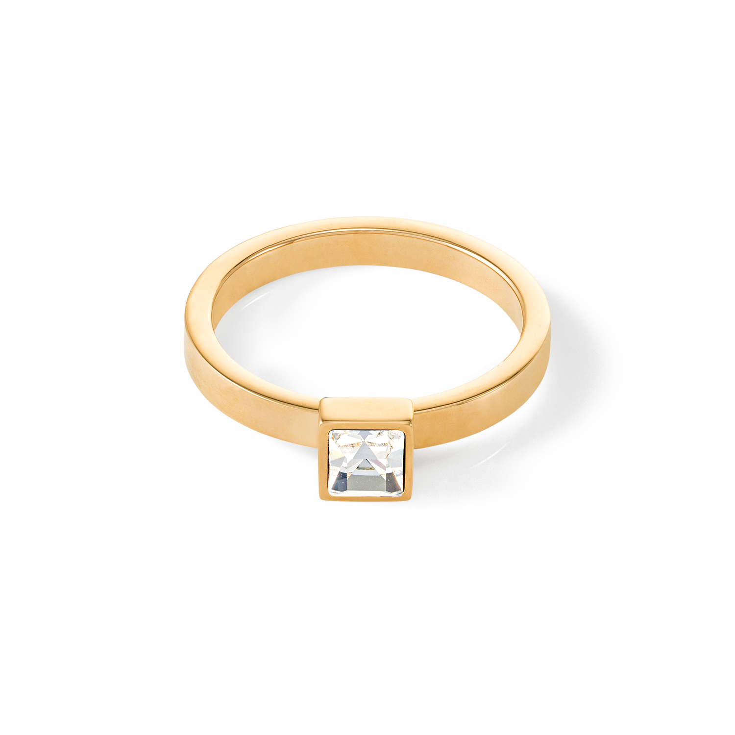 Elegant Square Small Gold Crystal Ring for Women - Perfect for Weddings, Parties & Everyday Wear