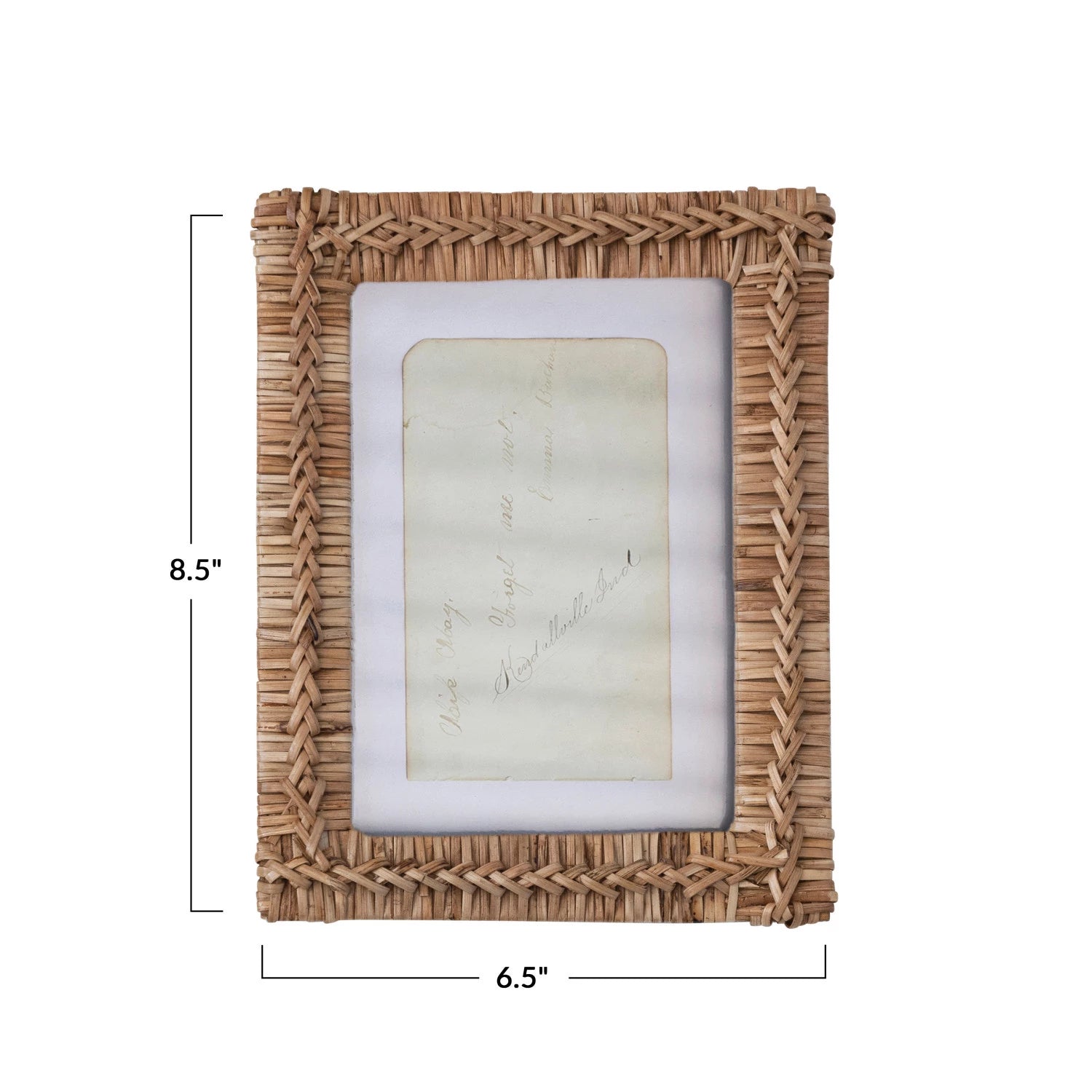 Hand Woven Rattan 5x7 Frame - Natural Boho Wall Decor for Living Room, Bedroom & Office - Eco-Friendly Wicker Photo Display with Hanging Hook