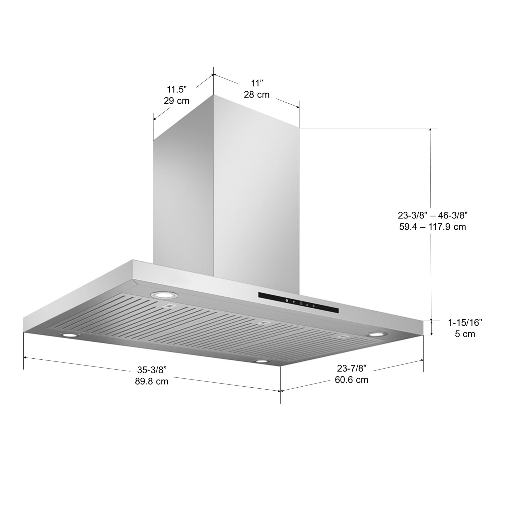IRE636 Elite Convertible Stainless Steel Range Hood with LED Lights - Perfect for Kitchen Island or Wall Mount Installation