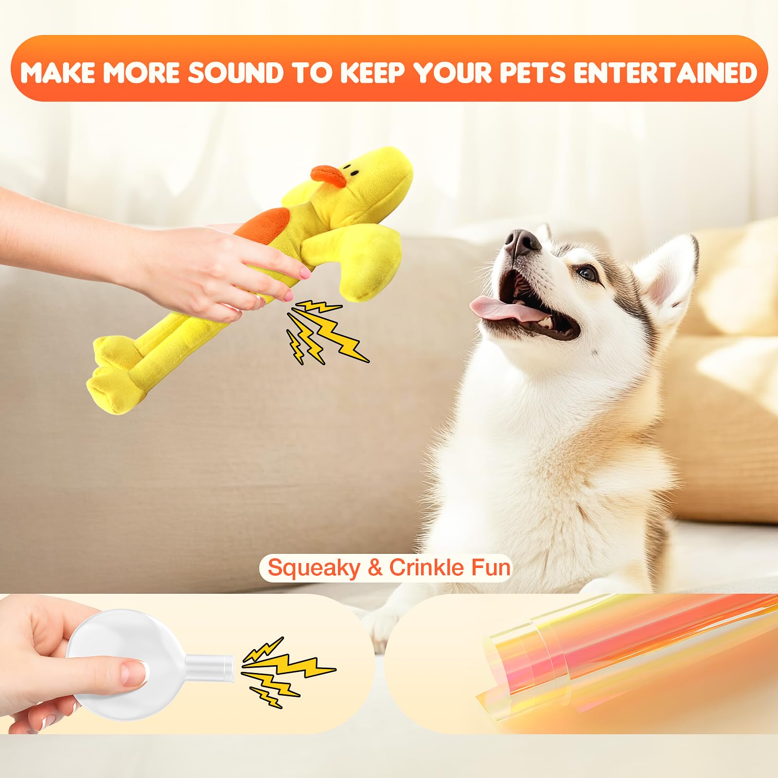 Interactive Plush Dog Toy for Puppies - Squeaky Tug of War Chew Toy for Small Dogs, Teething Relief & Boredom Buster - Perfect for Indoor Play, Training & Bonding Time