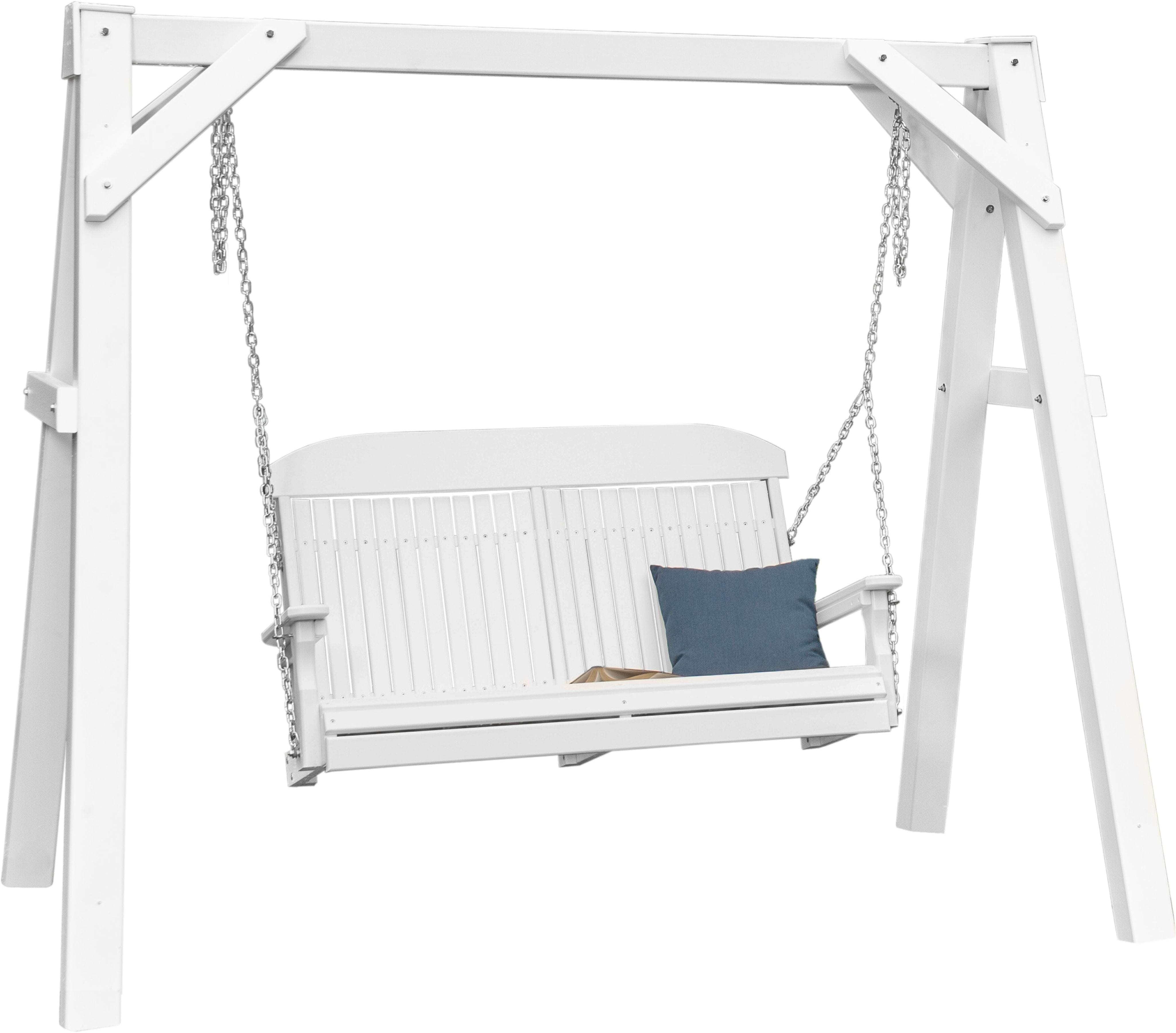 LuxCraft A-Frame Vinyl Swing Stand - Heavy Duty Outdoor Swing Set for Backyard, Garden, and Patio - Perfect for Kids and Adults Relaxation