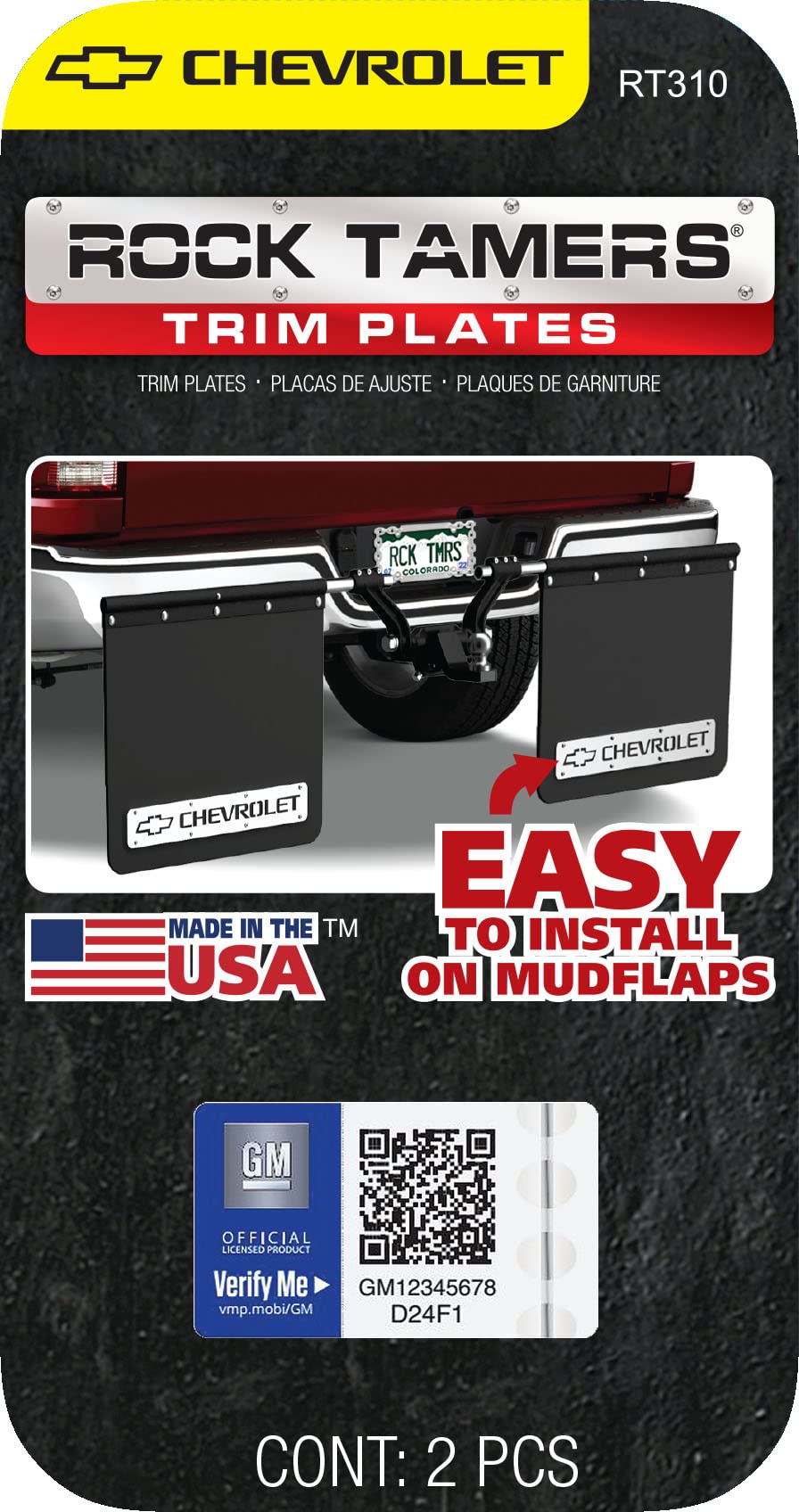 Rock Tamers RT310 Mud Flap Trim Plates for Chevrolet Trucks - Heavy Duty Pair - Perfect for Off-Roading & Towing Protection