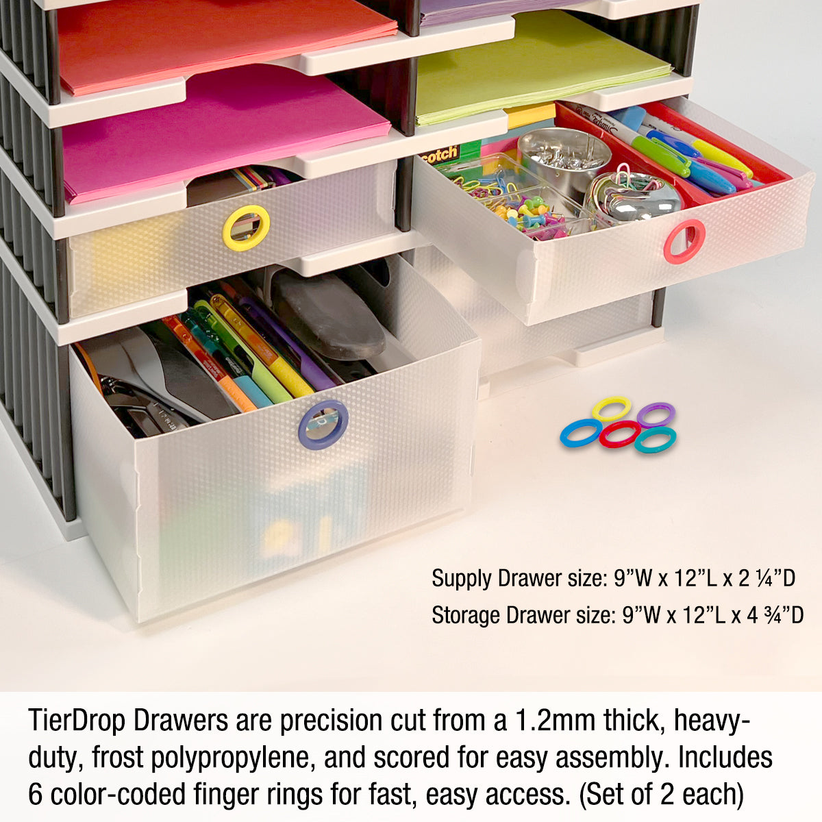 10-Tier Desktop Organizer with Letter Tray Sorter, Riser Base & Storage Drawers - Modular Office Document System for Paper, Files & Supplies | Perfect for Home Office, Workspace & Study Organization