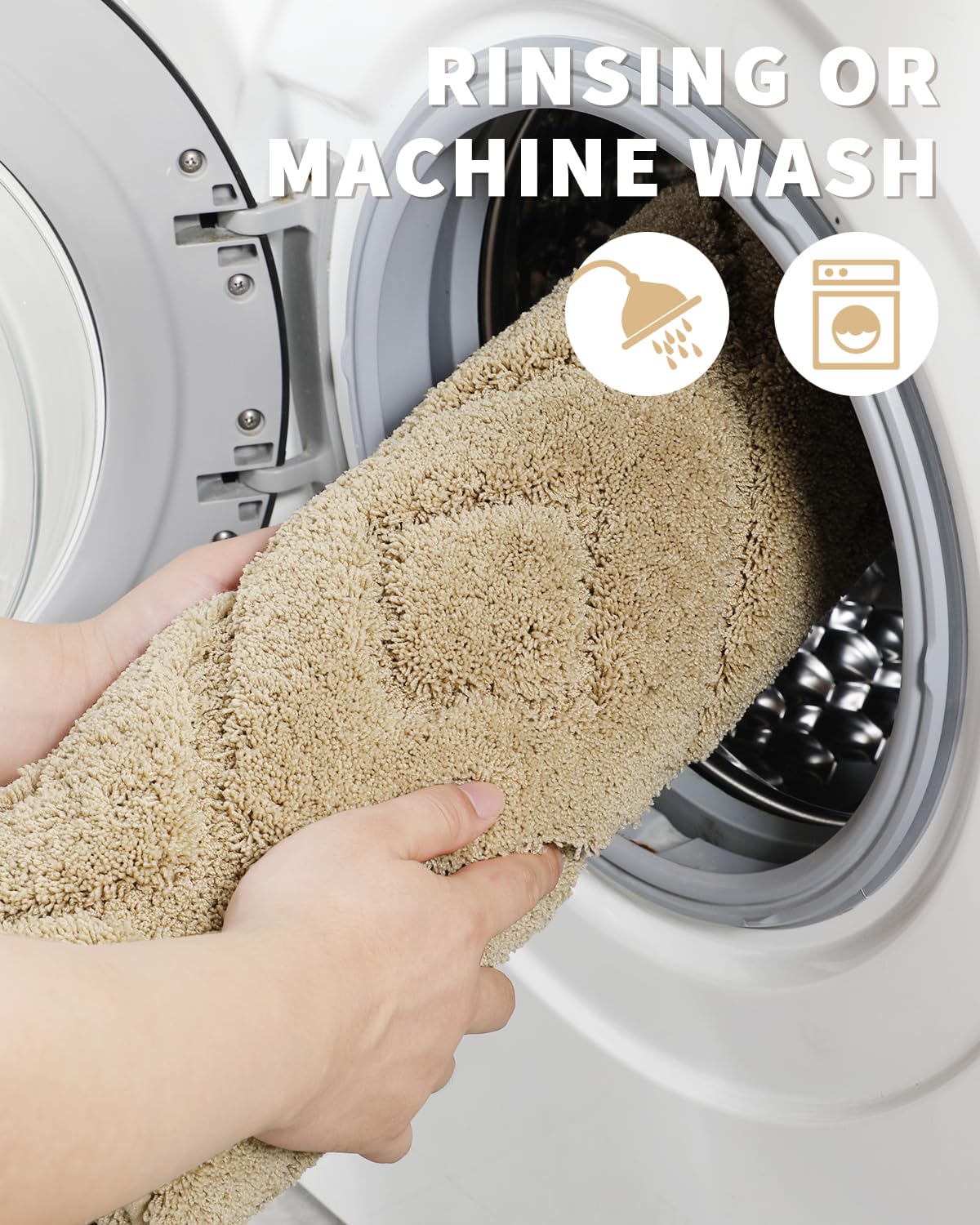 Yimobra Extra Soft Fluffy Absorbent Microfiber Bathroom Rugs - Non-Slip Plush Shaggy Shower Mat for Bathroom Floor, Bathtub & Laundry - Machine Washable 24