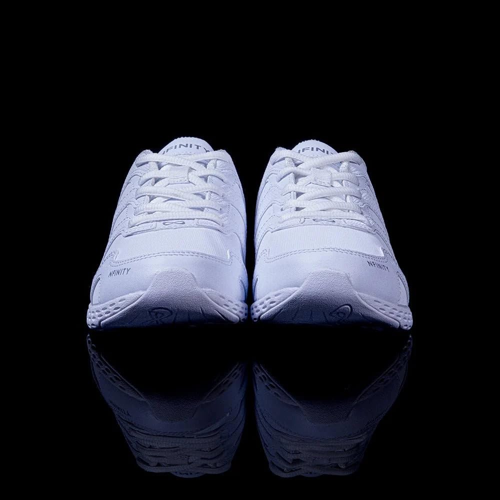 Nfinity Cheer Shoes - Women's Rival 2 White Synthetic Leather Cheerleading Sneakers - Lightweight Athletic Shoes with Ultimate Grip for Competition & Practice - Perfect for Cheerleading, Gymnastics & Dance Training