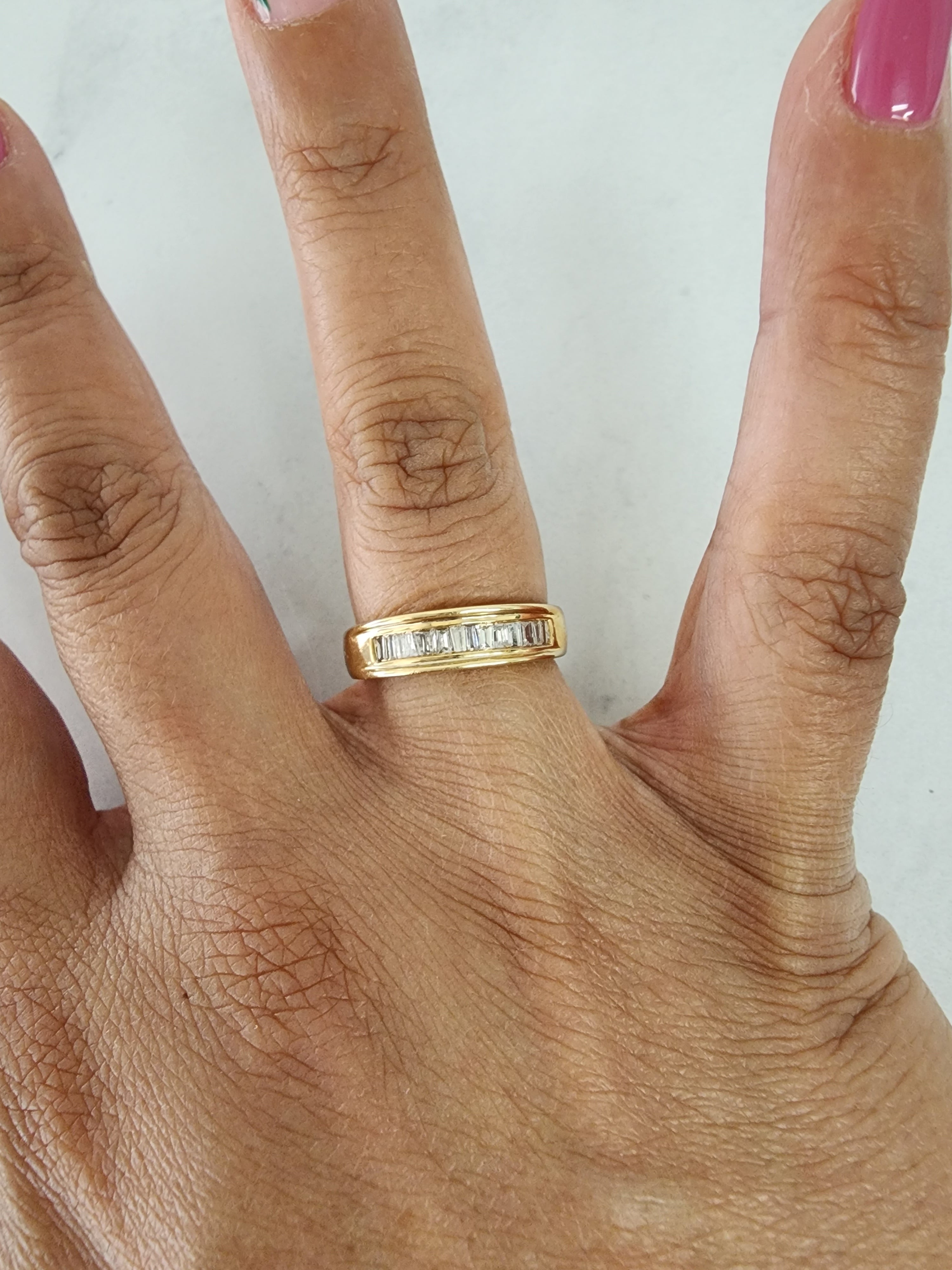 5MM Baguette Channel Diamond Wedding Band - 14k Yellow Gold Ring for Women - Perfect for Bridal, Anniversary & Special Occasions