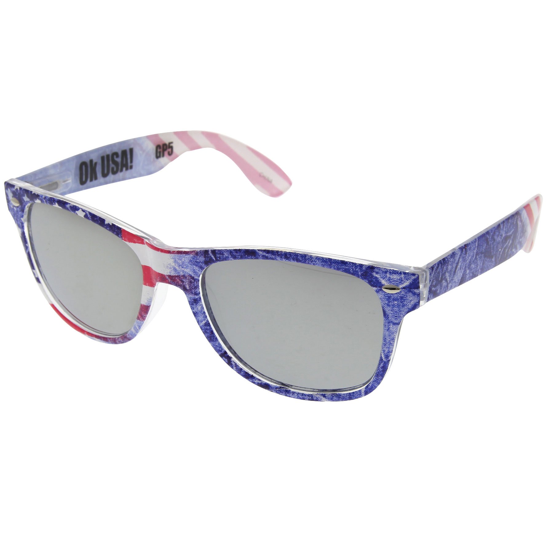 grinderPUNCH Limited Edition Arctic Denim American Flag Mirror Sunglasses - Polarized UV Protection Aviator Shades for Men & Women - Perfect for Outdoor Sports, Beach, and Driving