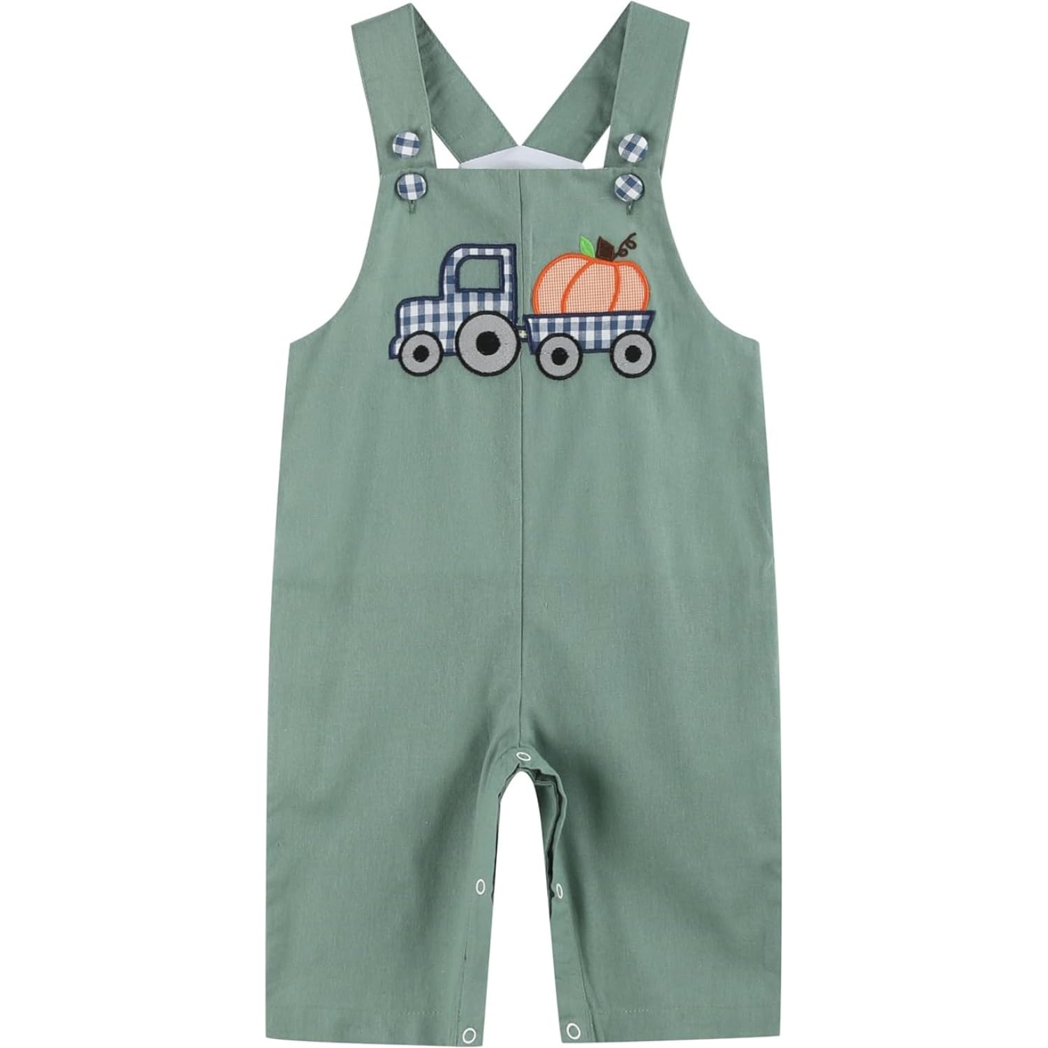 Lil Cactus Green Pumpkin Tractor Overalls for Babies & Toddlers - Cute Farm-Themed Denim Overalls for Boys & Girls - Perfect for Pumpkin Patch Visits, Farm Trips & Photo Shoots