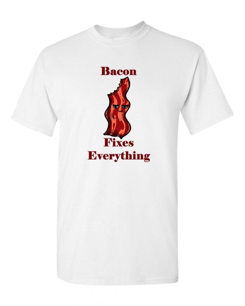 Bacon Fixes Everything Funny Adult T-Shirt - Cool Graphic Tee for Casual Wear, Gifts & Bacon Lovers