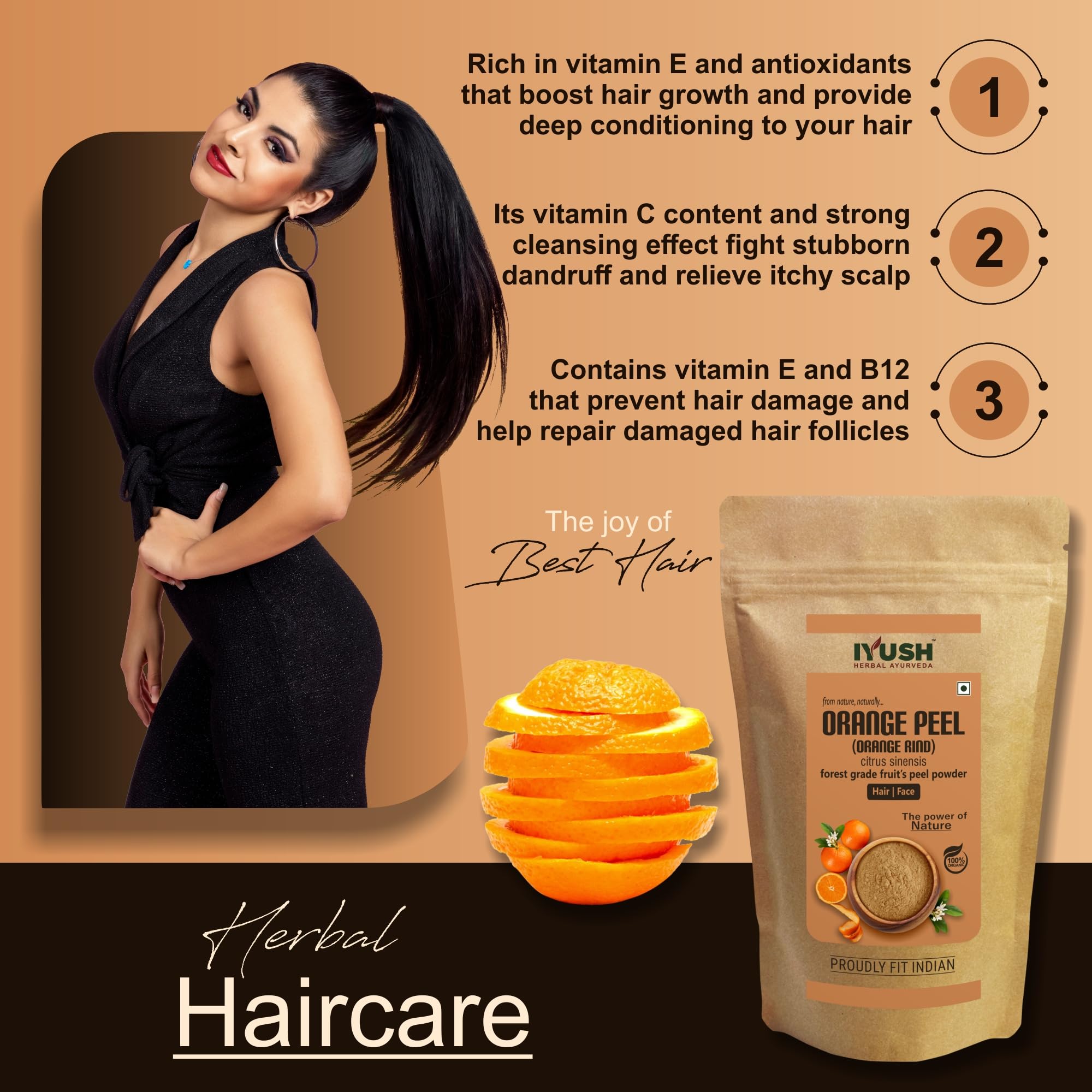 IYUSH Herbal Ayurveda Orange Peel Powder for Skin Whitening & Detan – 900gm | Natural Face Pack for Glowing Skin, Tan Removal & Brightening | DIY Beauty Treatment for Acne, Dark Spots & Uneven Tone